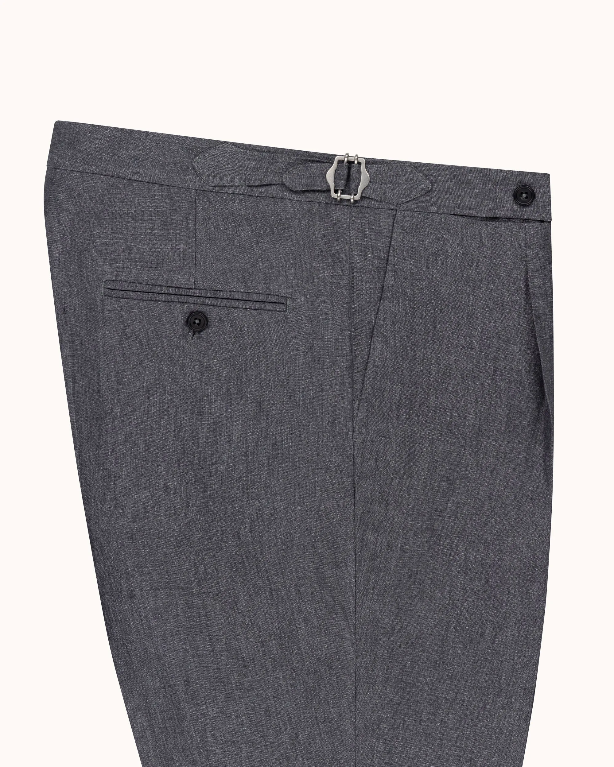 Classic Pleated Trouser - Grey High Twist Linen sold by Natalino product image thumbnail 3