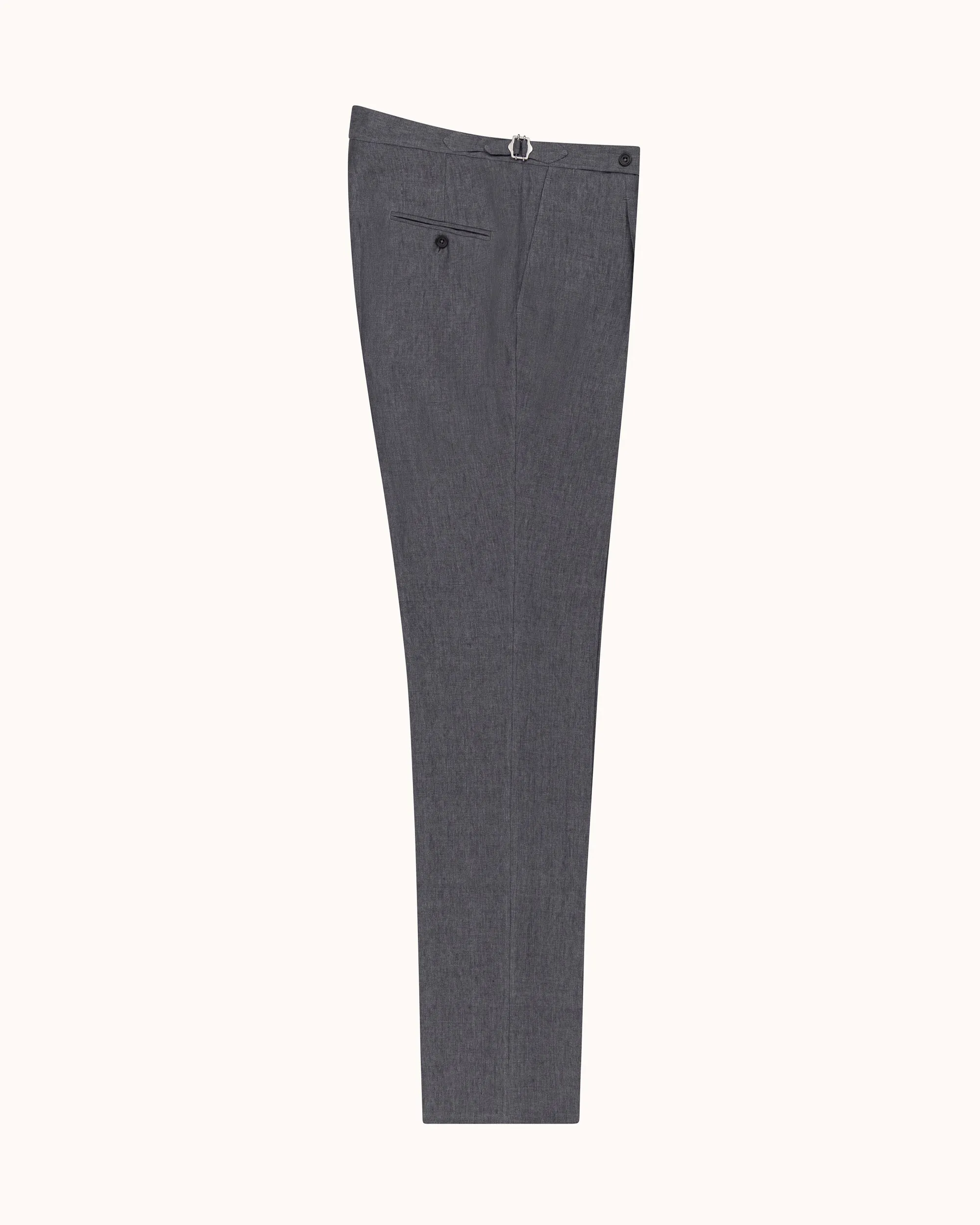 Classic Pleated Trouser - Grey High Twist Linen sold by Natalino product image thumbnail 2