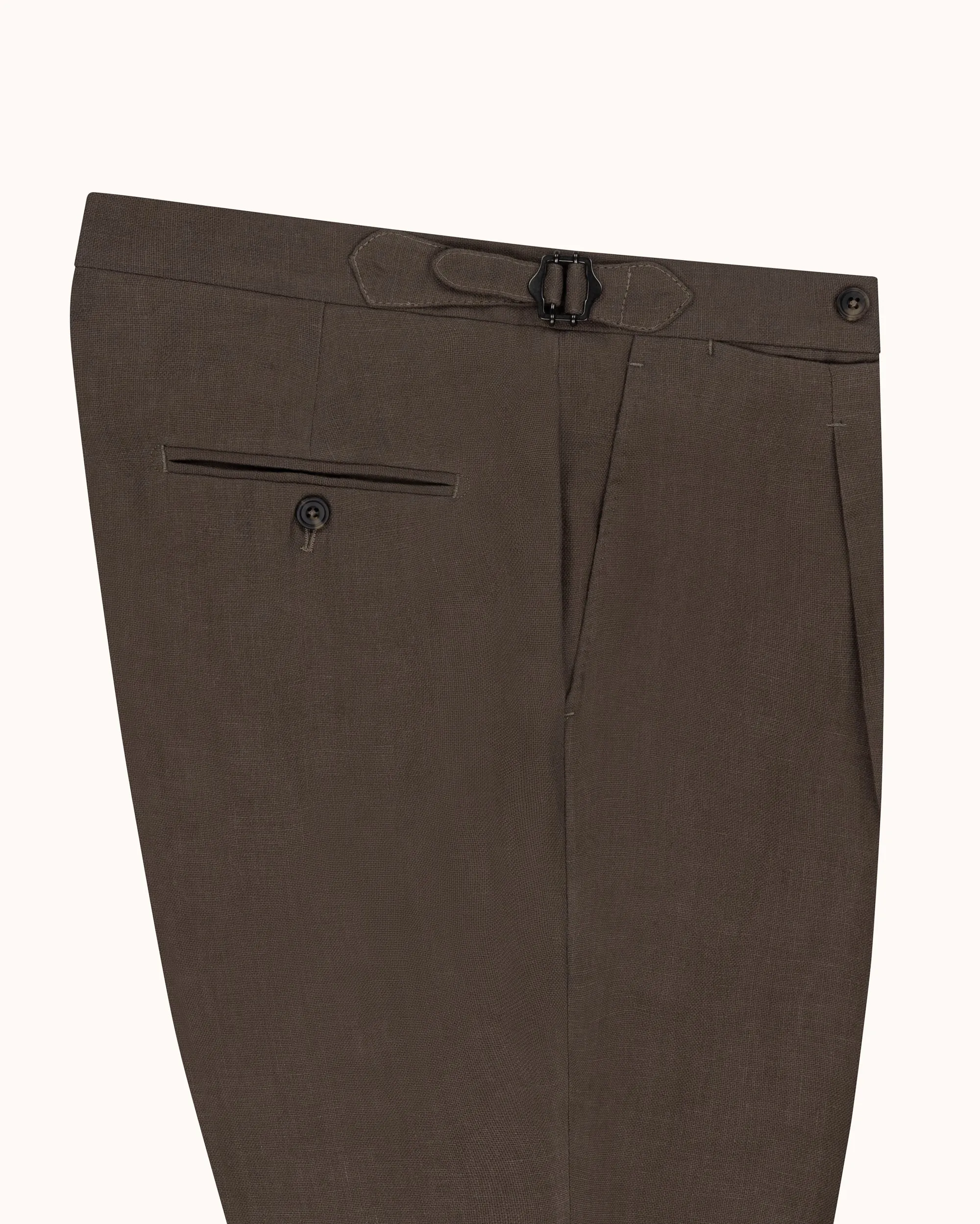 Relaxed Pleated Trouser - Cocoa Linen sold by Natalino product image thumbnail 4