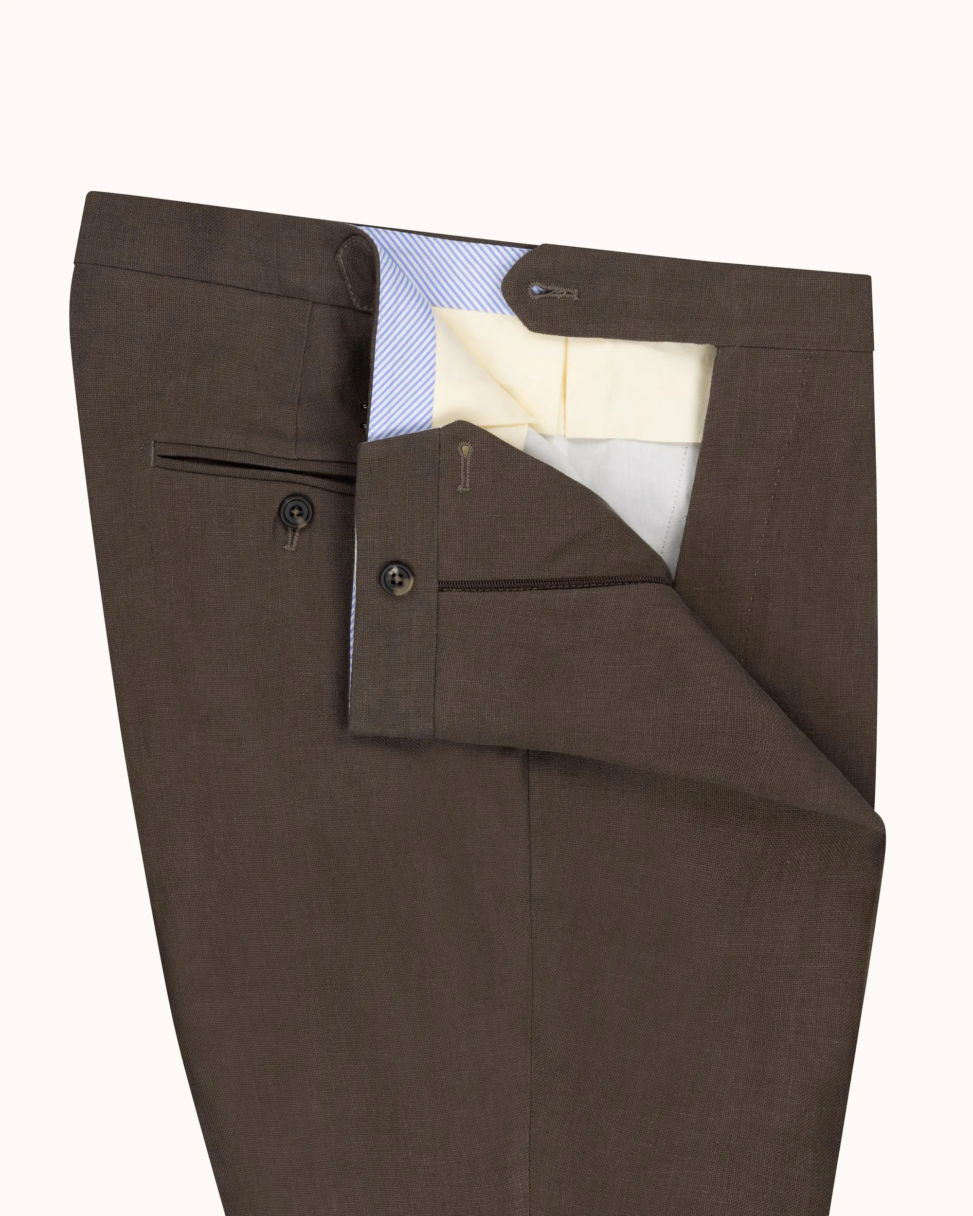 Relaxed Pleated Trouser - Cocoa Linen sold by Natalino product image thumbnail 5