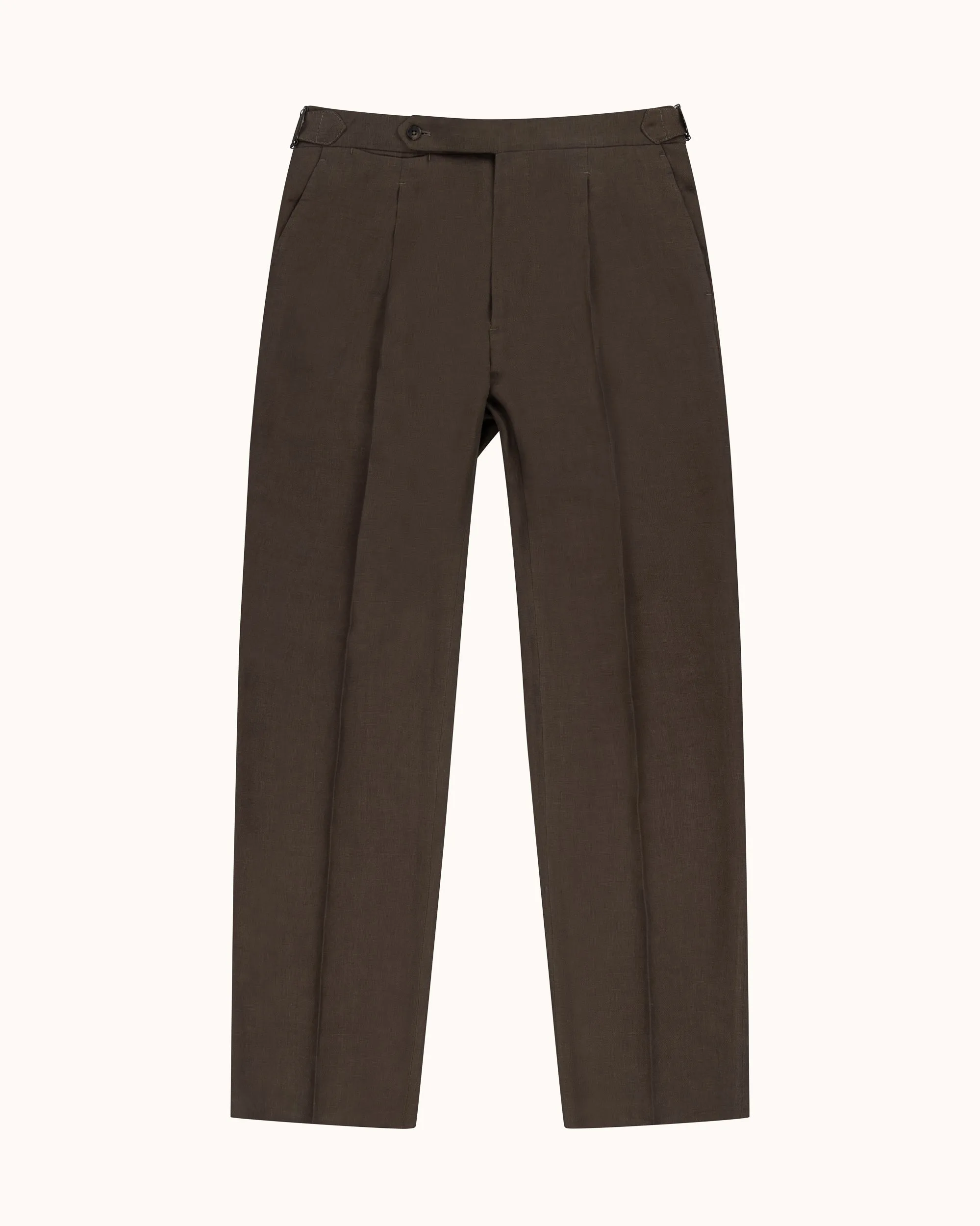 Relaxed Pleated Trouser - Cocoa Linen sold by Natalino