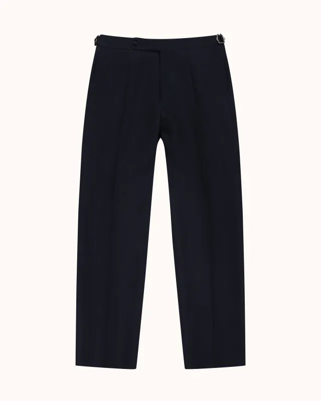 Relaxed Pleated Trouser - Navy High Twist Linen made by Natalino