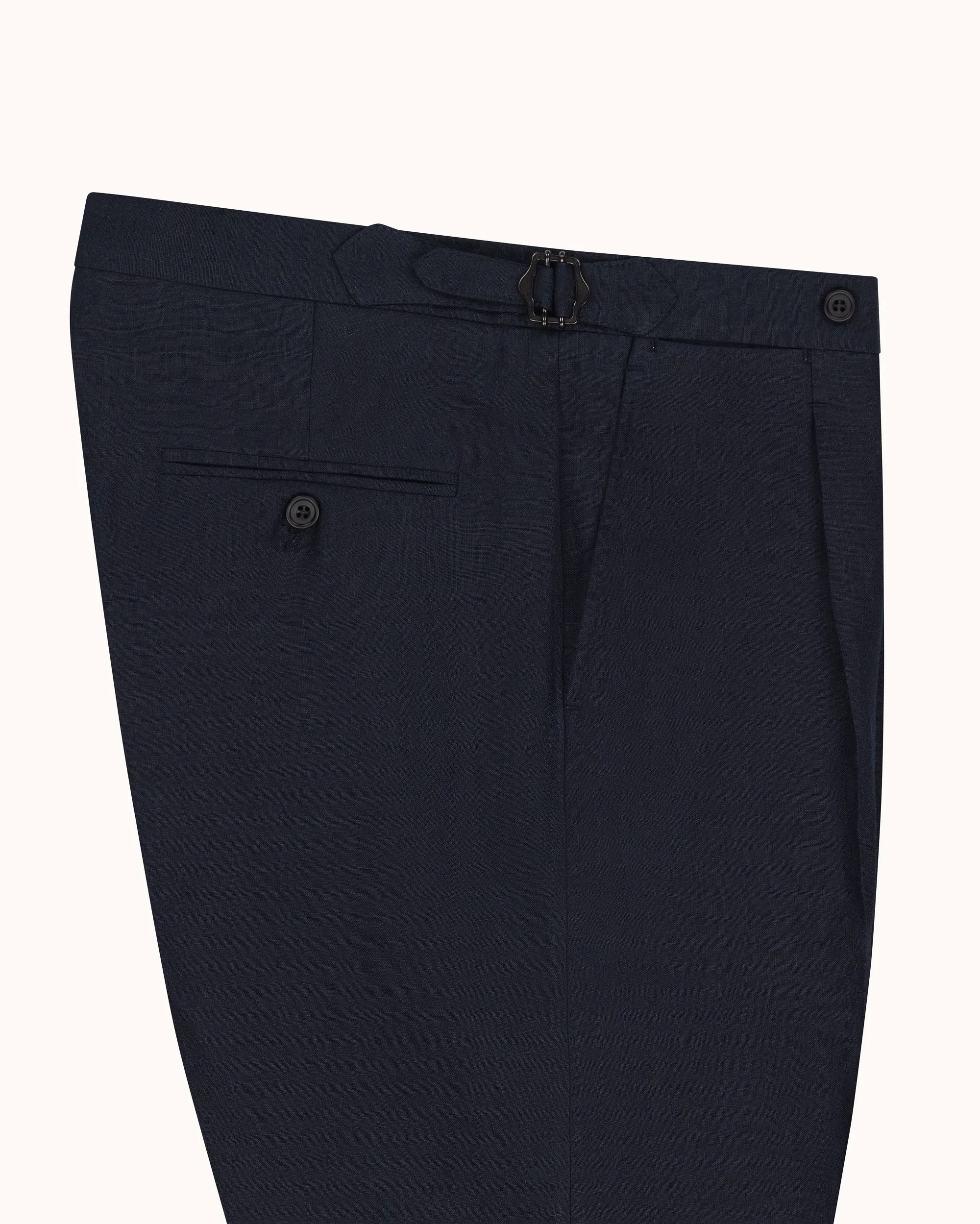 Relaxed Pleated Trouser - Navy High Twist Linen sold by Natalino product image thumbnail 4