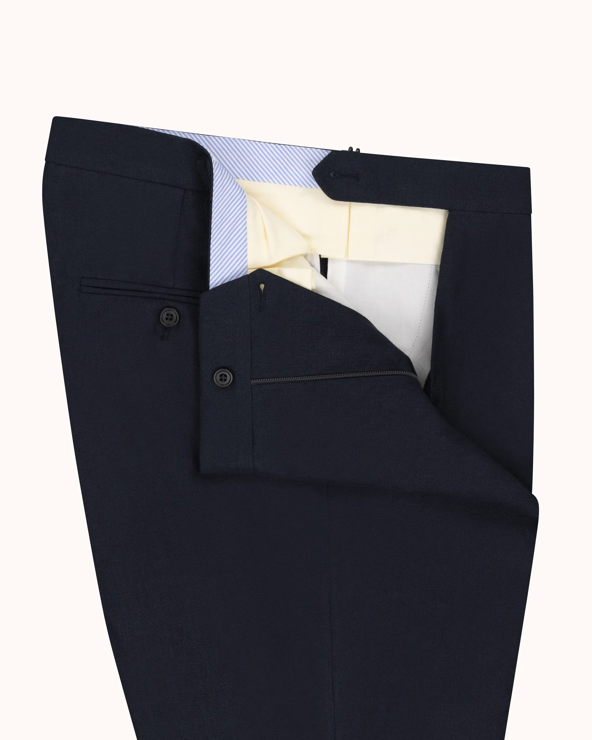 Relaxed Pleated Trouser - Navy High Twist Linen sold by Natalino product image thumbnail 5