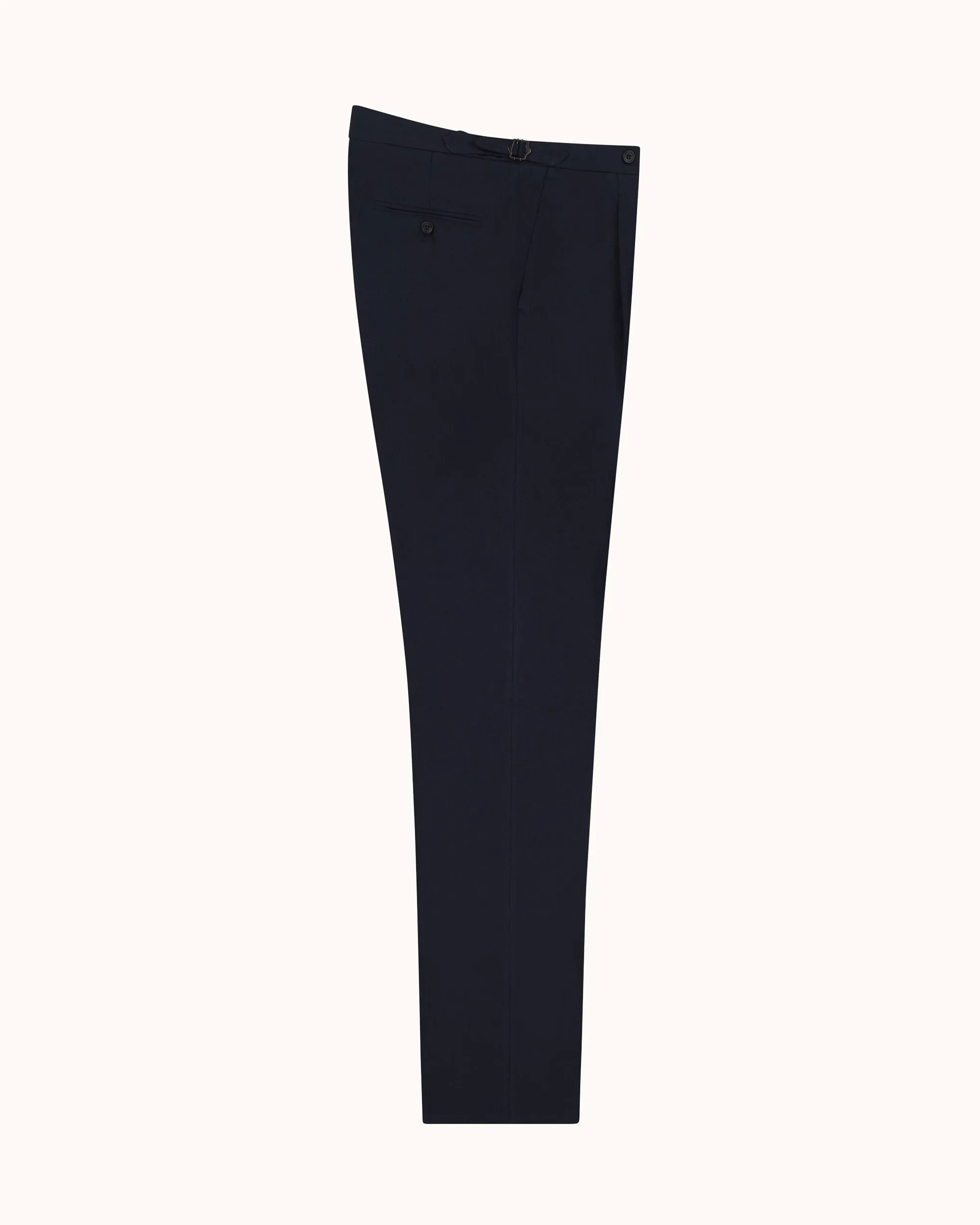 Relaxed Pleated Trouser - Navy High Twist Linen sold by Natalino product image thumbnail 3