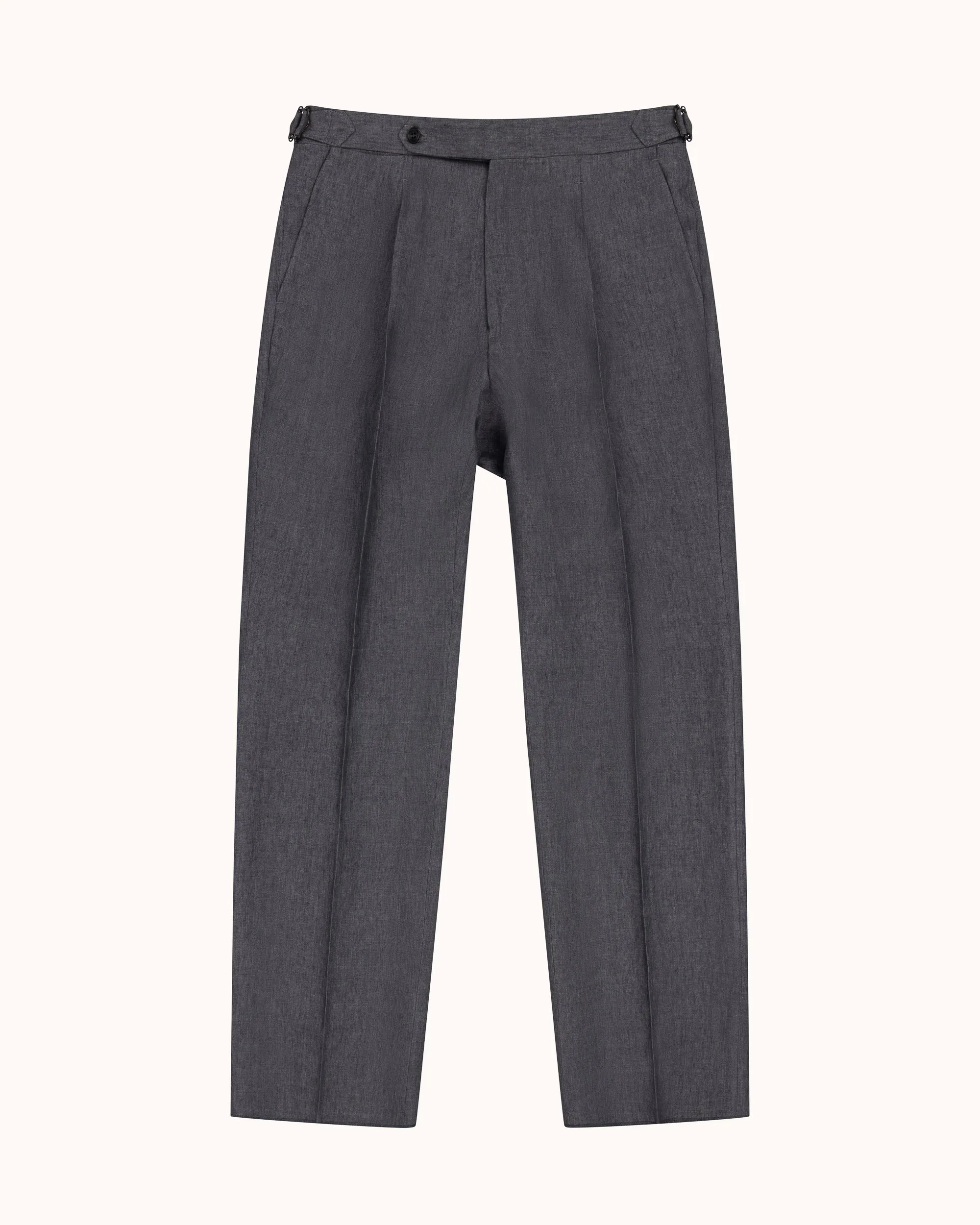 Relaxed Pleated Trouser - Grey High Twist Linen sold by Natalino