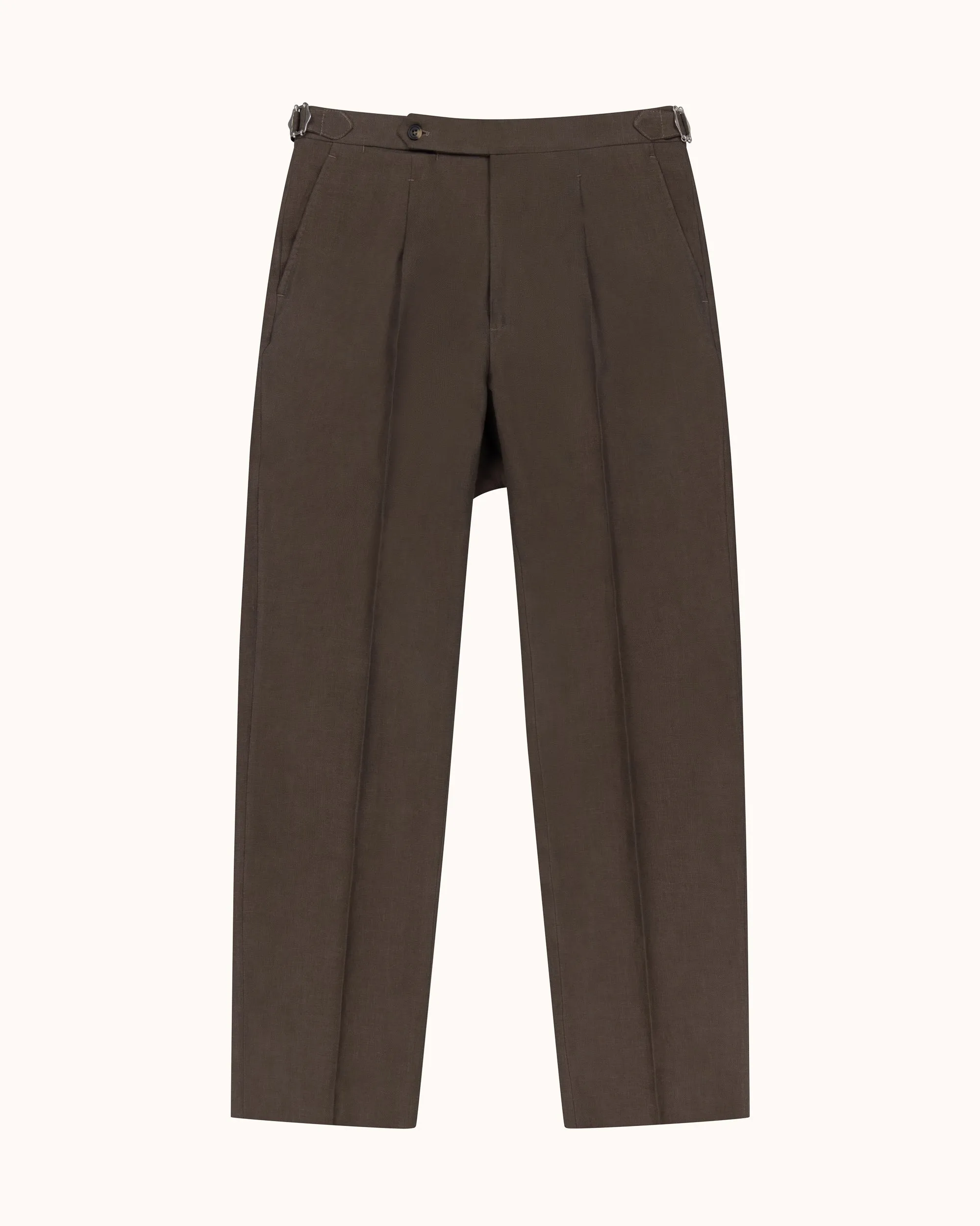 Classic Pleated Trouser - Cocoa Linen sold by Natalino product image thumbnail 4