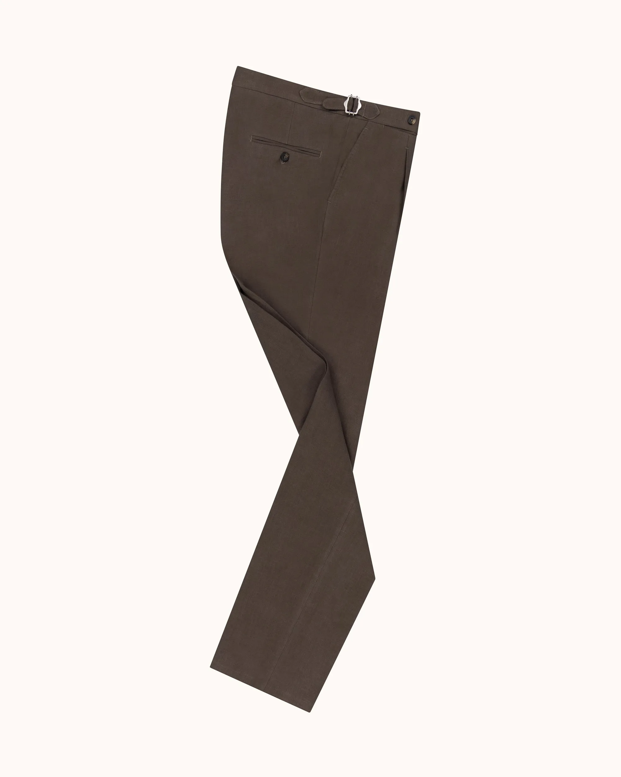 Classic Pleated Trouser - Cocoa Linen sold by Natalino