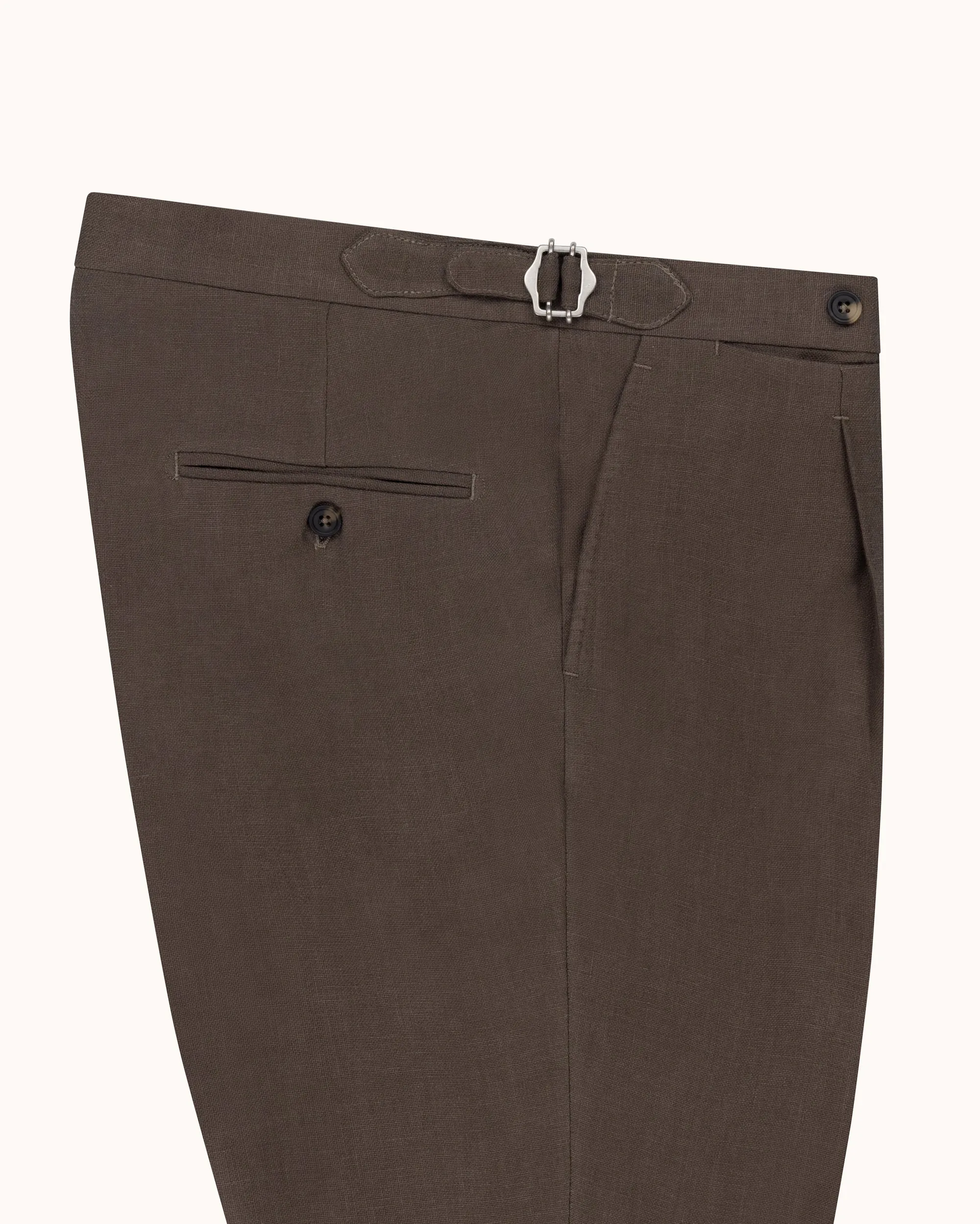 Classic Pleated Trouser - Cocoa Linen sold by Natalino product image thumbnail 3