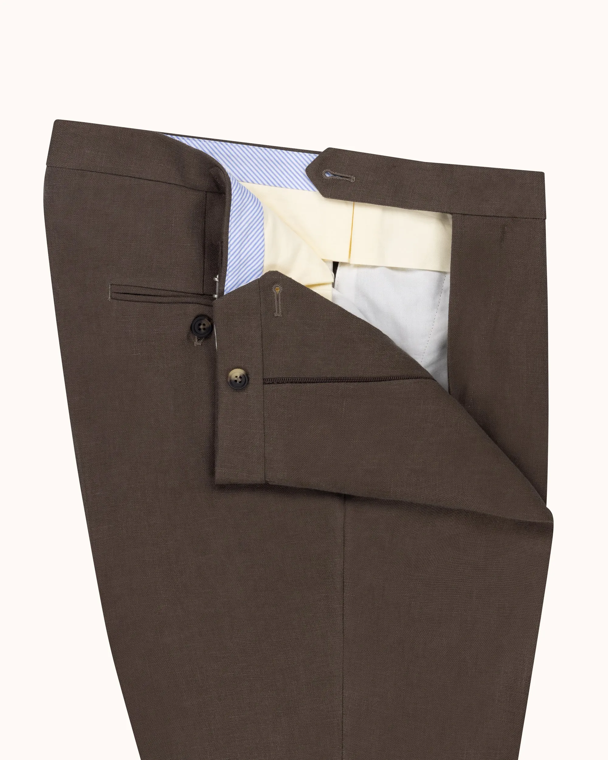 Classic Pleated Trouser - Cocoa Linen sold by Natalino product image thumbnail 2