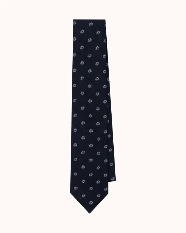 Shibumi Firenze - Floral Shantung Silk Tie - Navy made by Natalino