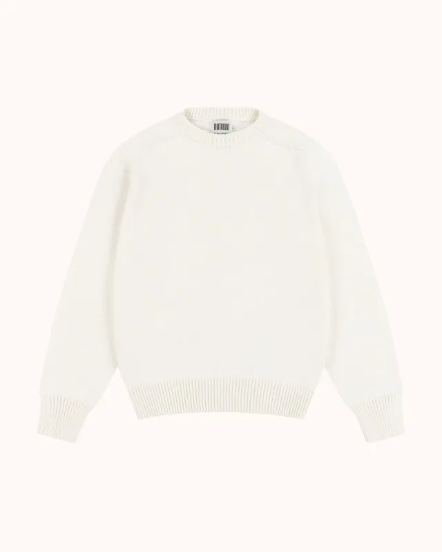 Cotton Crew Neck Sweater - Ecru made by Natalino