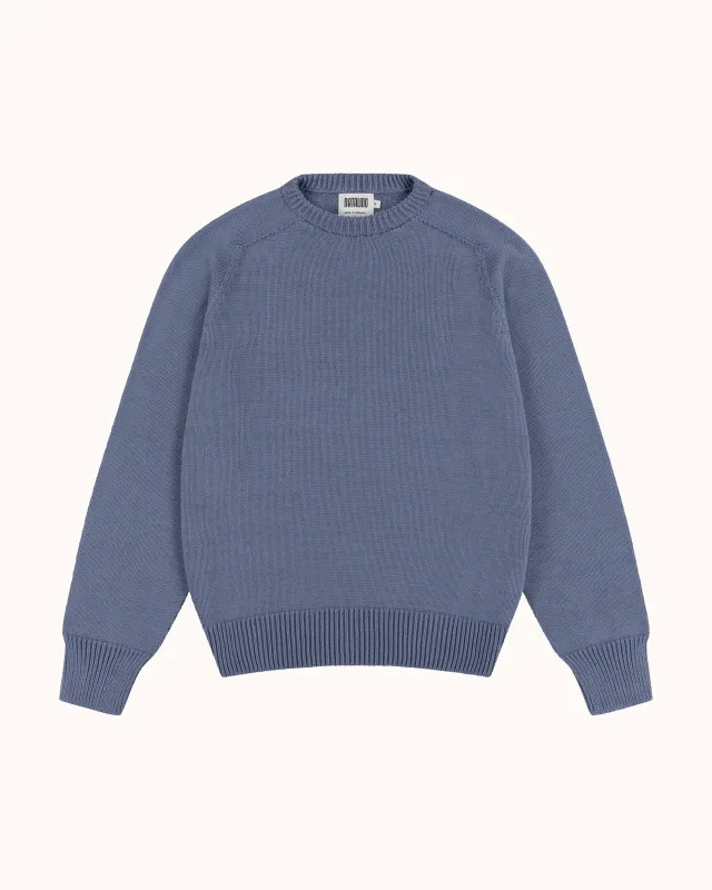 Cotton Crew Neck Sweater - Dusty Blue made by Natalino