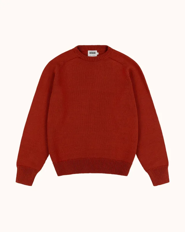 Cotton Crew Neck Sweater - Terracota made by Natalino