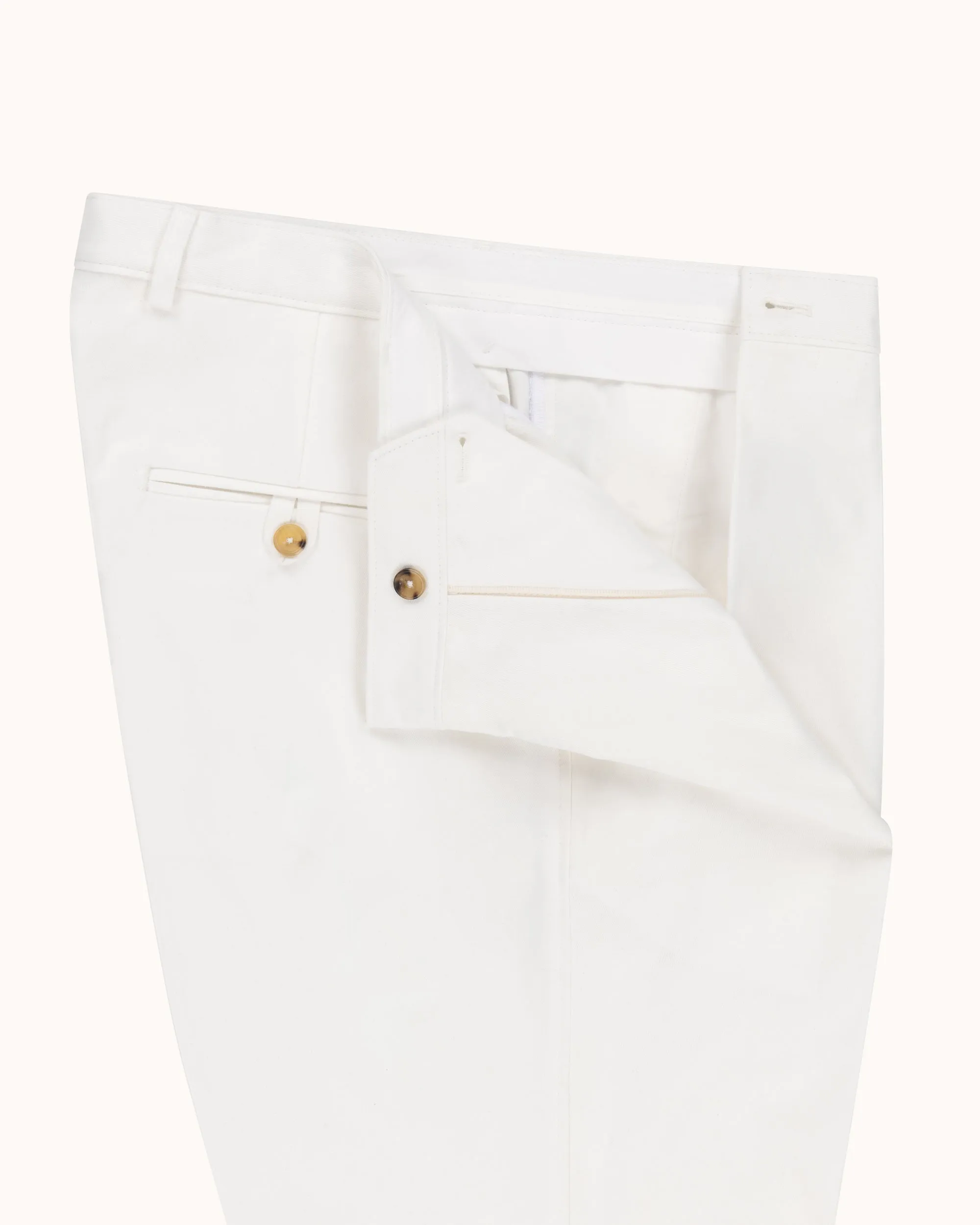 Casual Relaxed Pleated Trouser - White Brushed Cotton sold by Natalino product image thumbnail 5