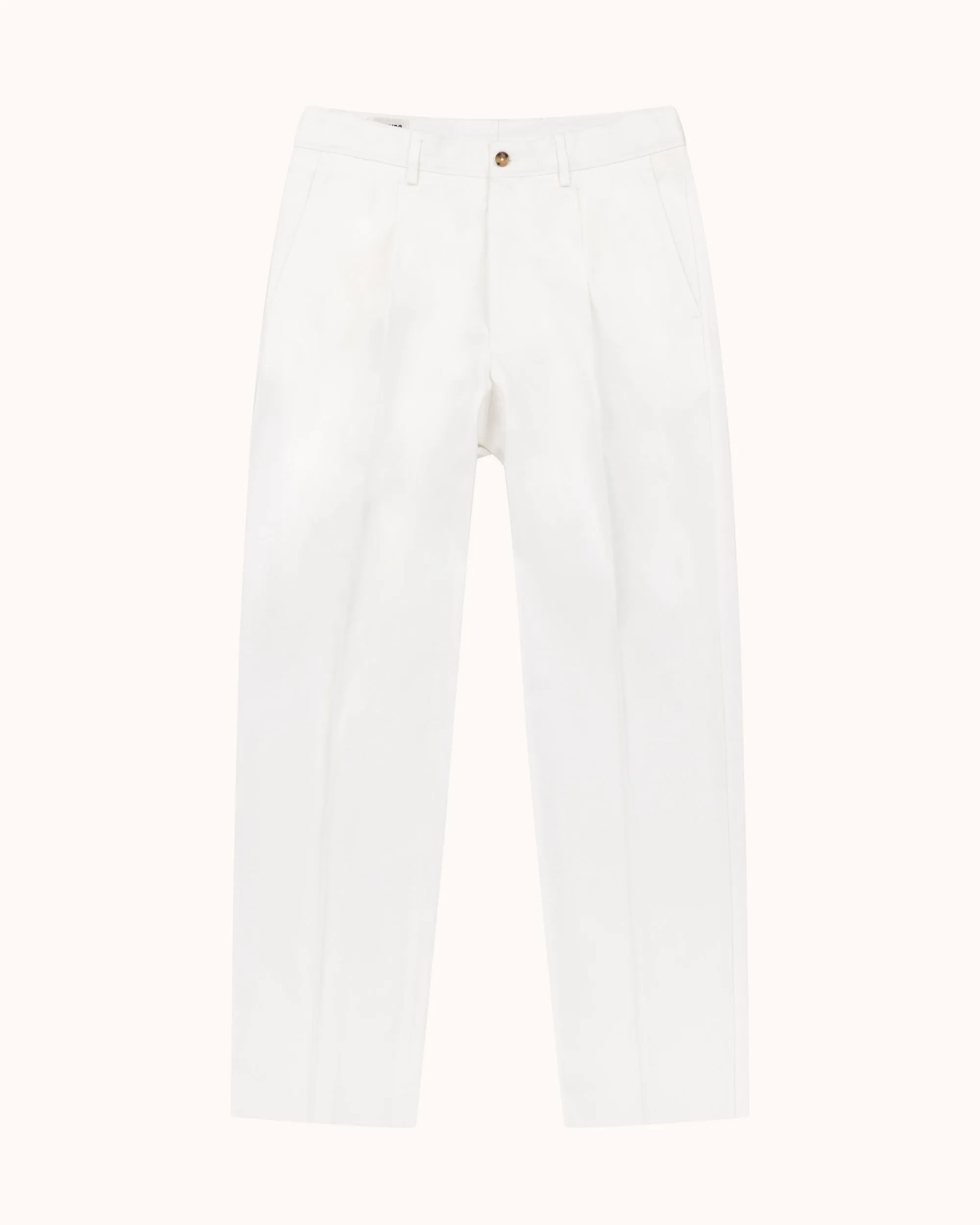 Casual Relaxed Pleated Trouser - White Brushed Cotton sold by Natalino