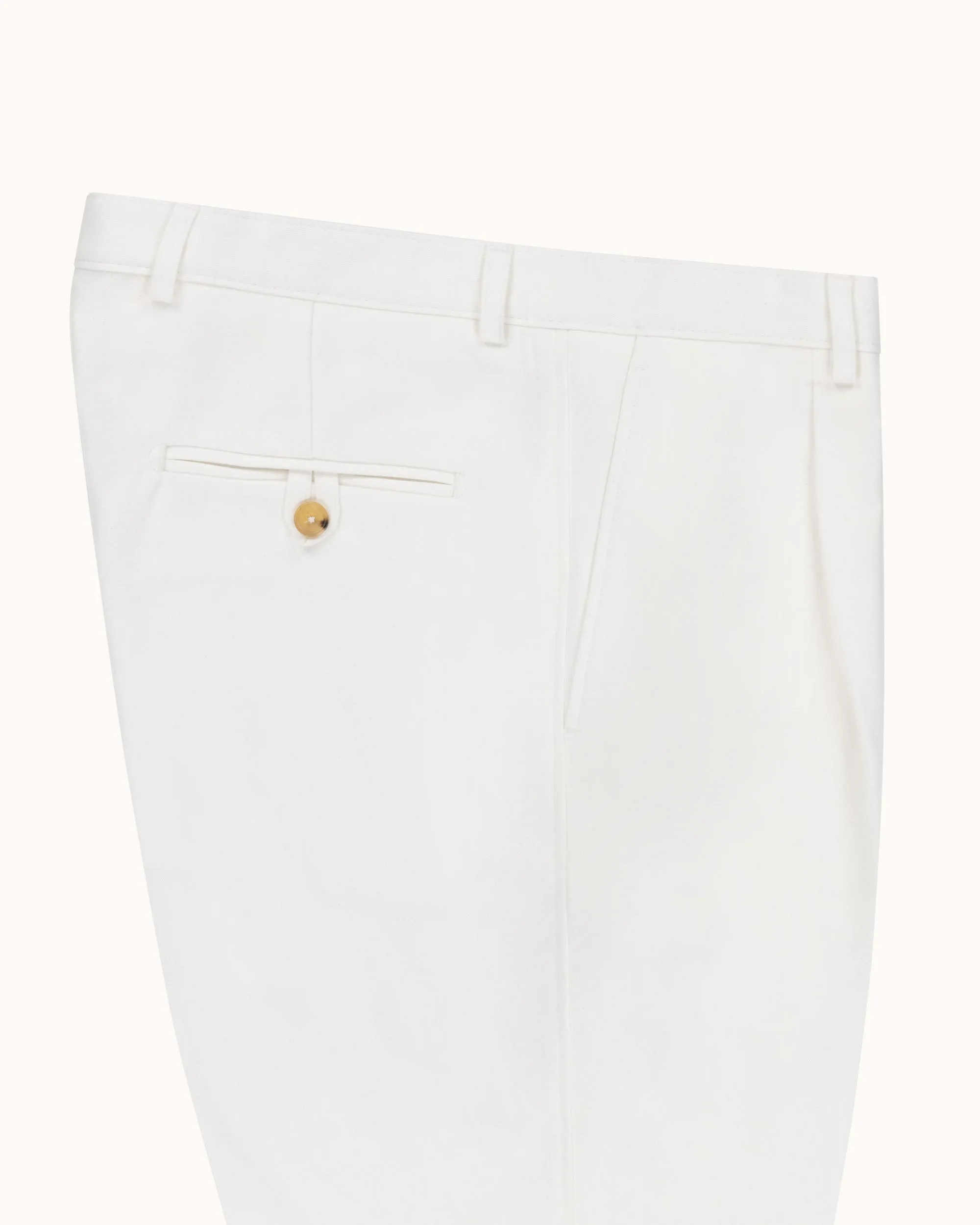 Casual Relaxed Pleated Trouser - White Brushed Cotton sold by Natalino product image thumbnail 4