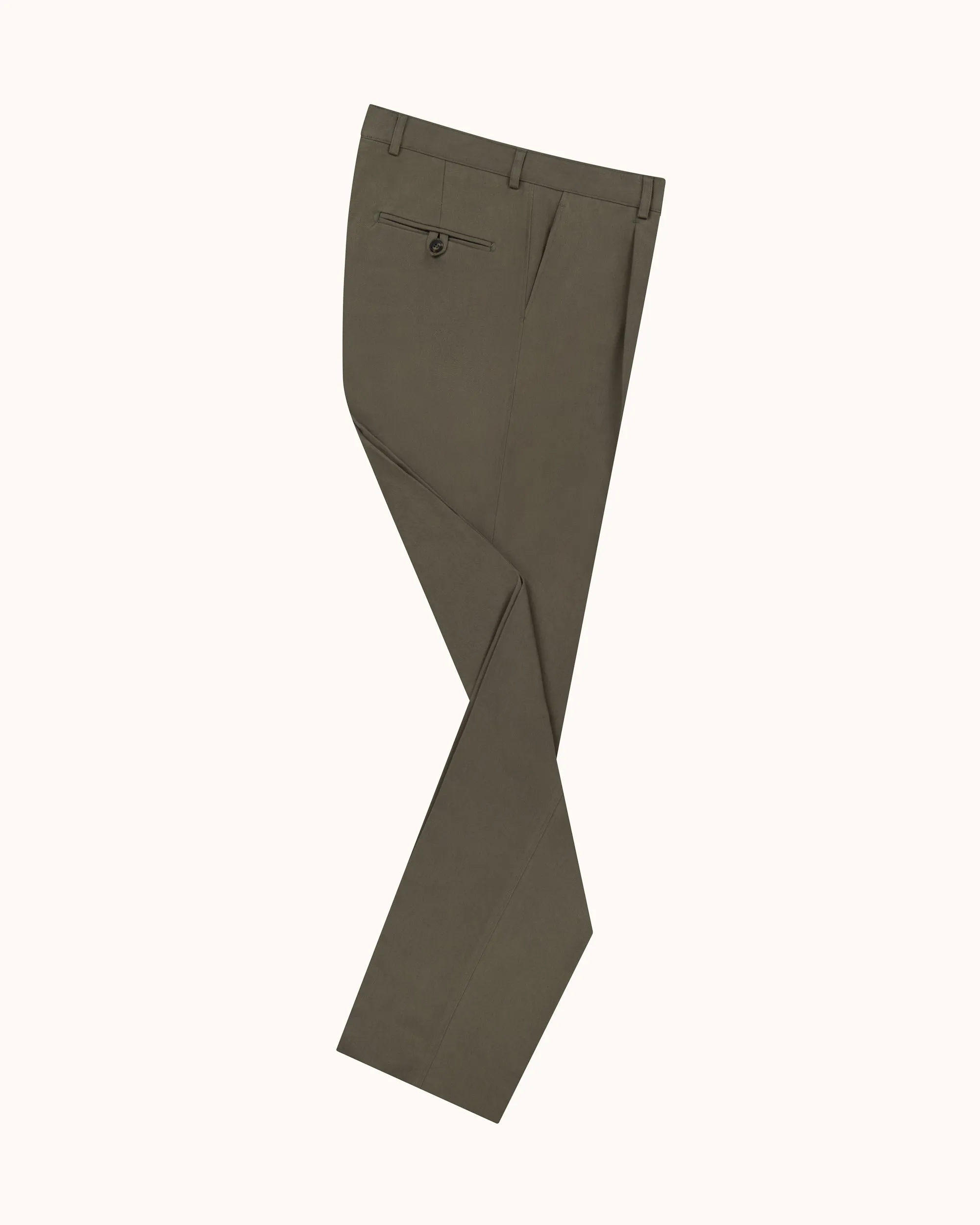 Casual Relaxed Pleated Trouser - Olive Brushed Cotton sold by Natalino product image thumbnail 2