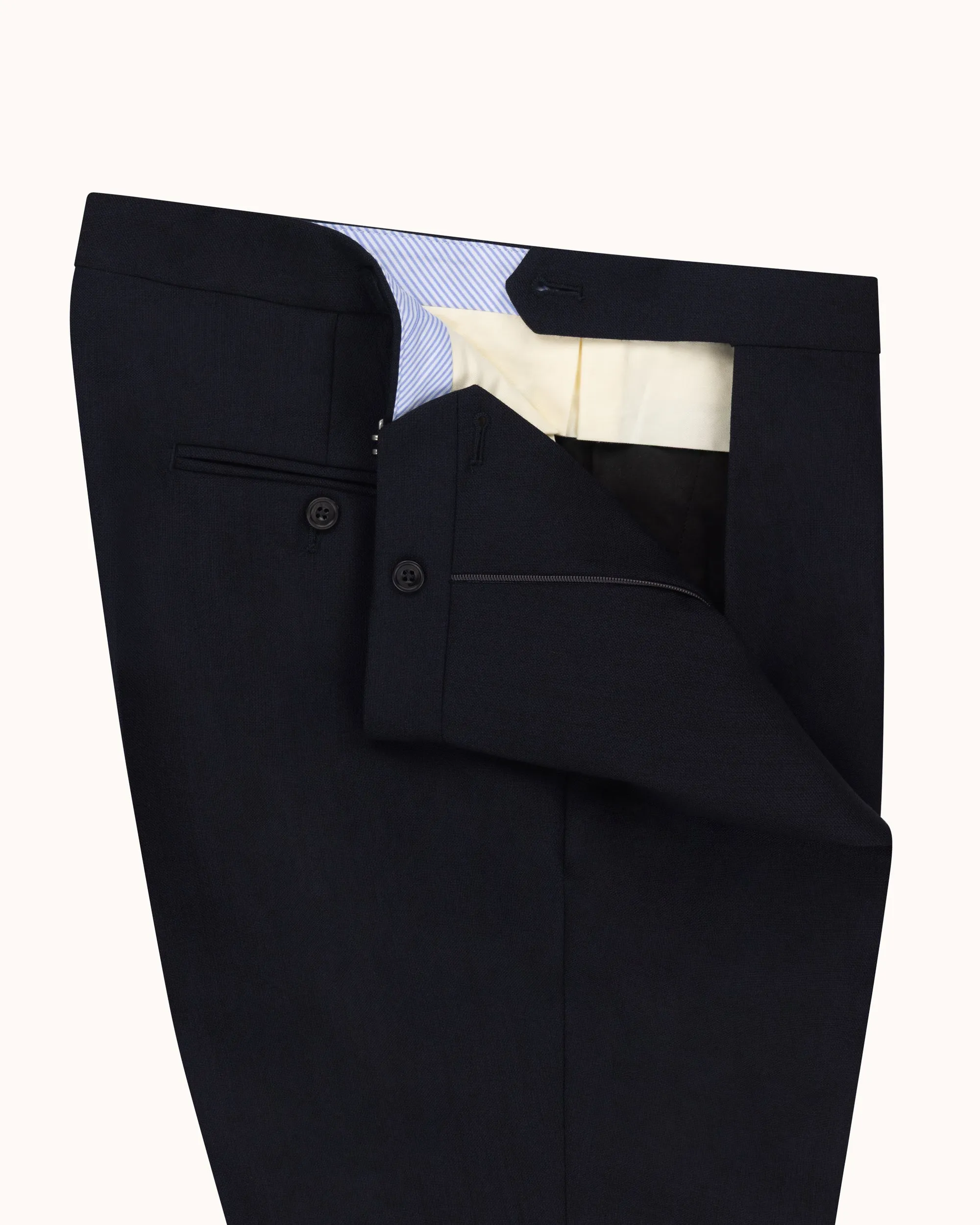 Classic Pleated Trouser - Navy Tropical Wool sold by Natalino product image thumbnail 2