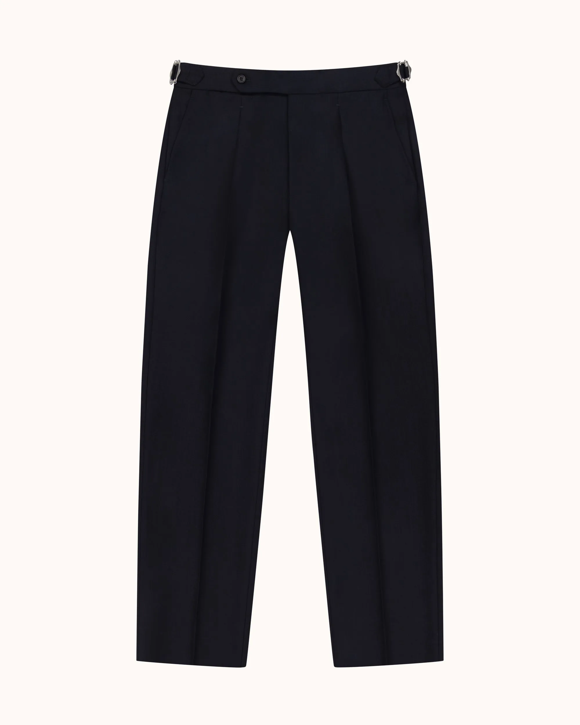 Classic Pleated Trouser - Navy Tropical Wool sold by Natalino product image thumbnail 4