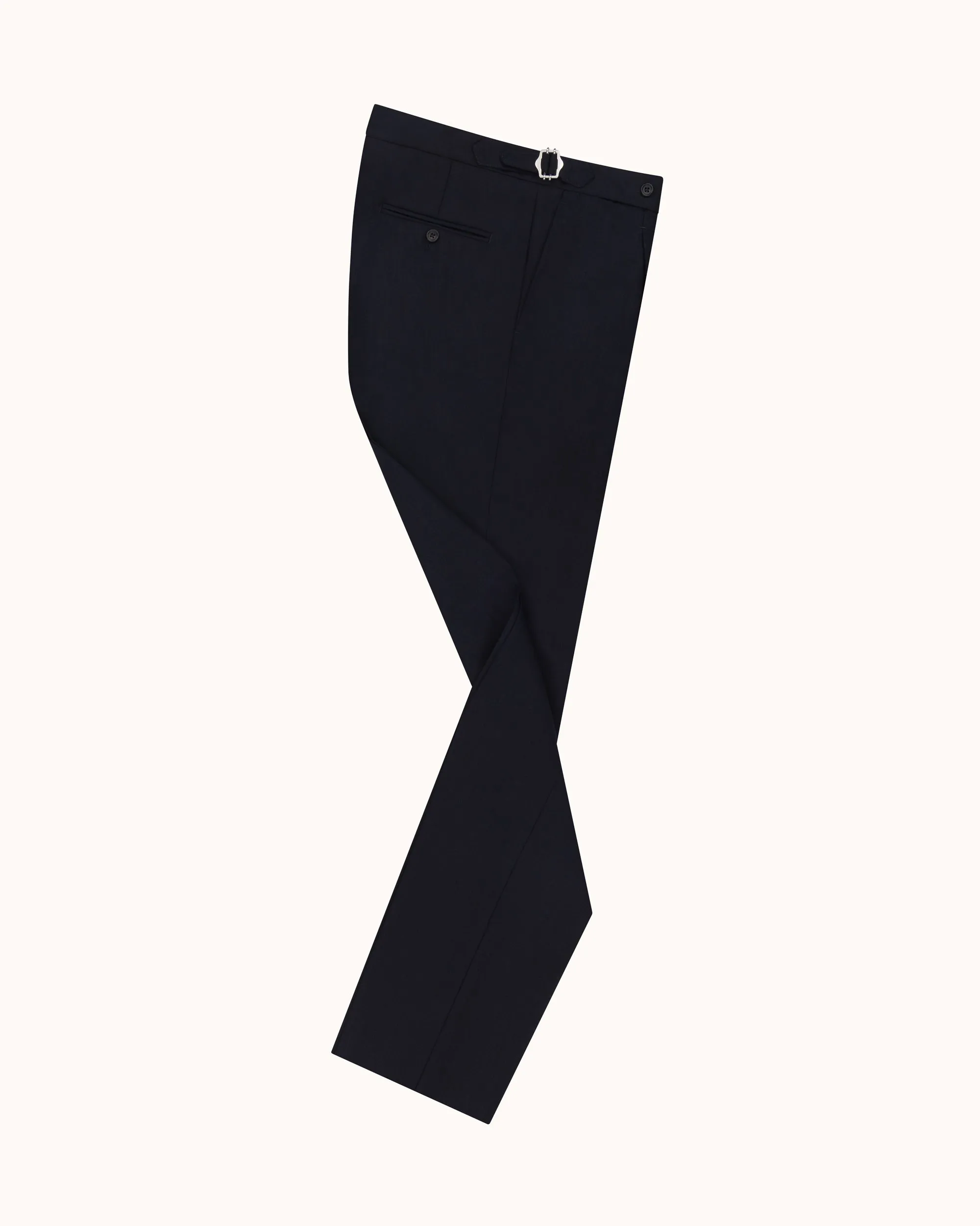 Classic Pleated Trouser - Navy Tropical Wool sold by Natalino