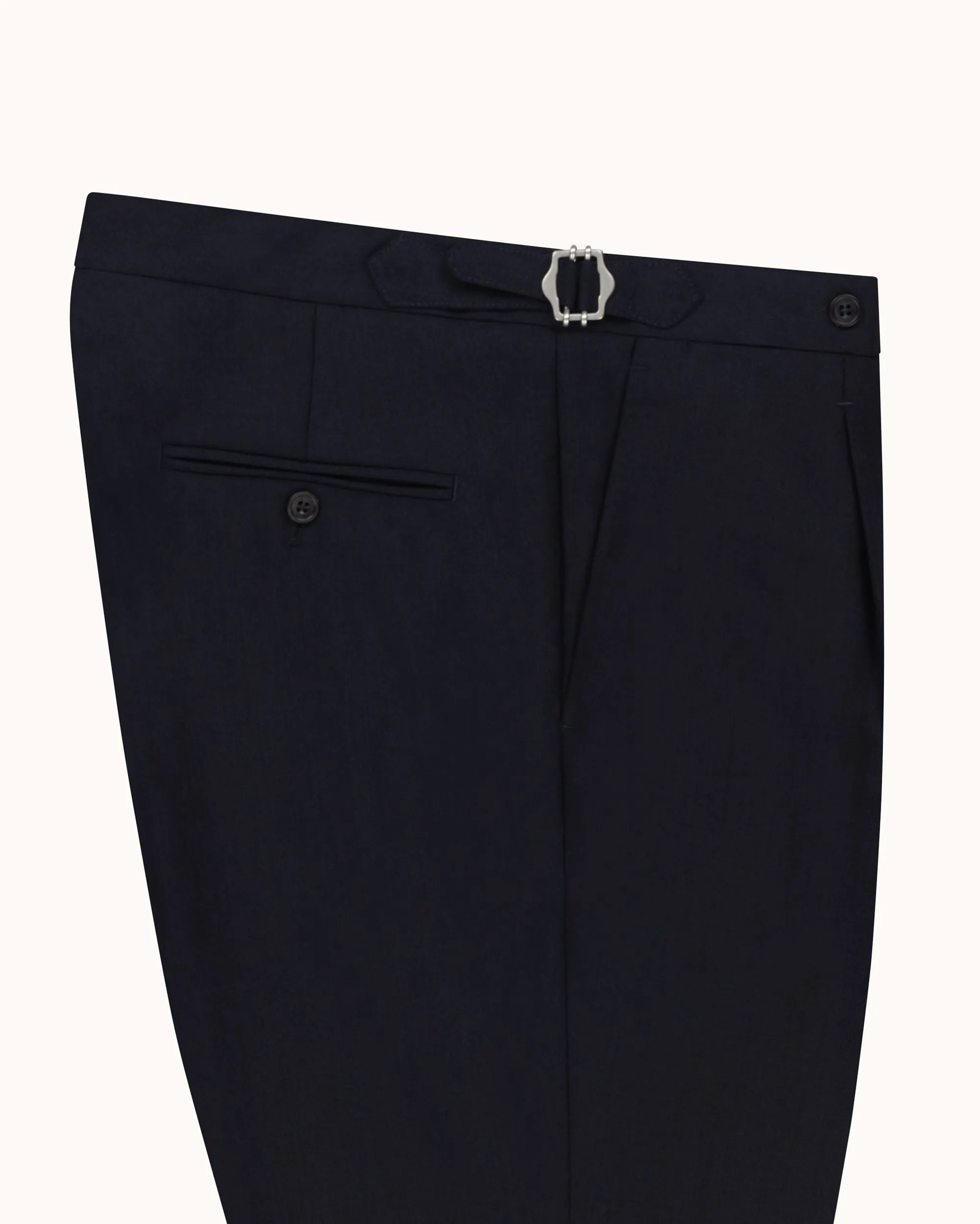 Classic Pleated Trouser - Navy Tropical Wool sold by Natalino product image thumbnail 3
