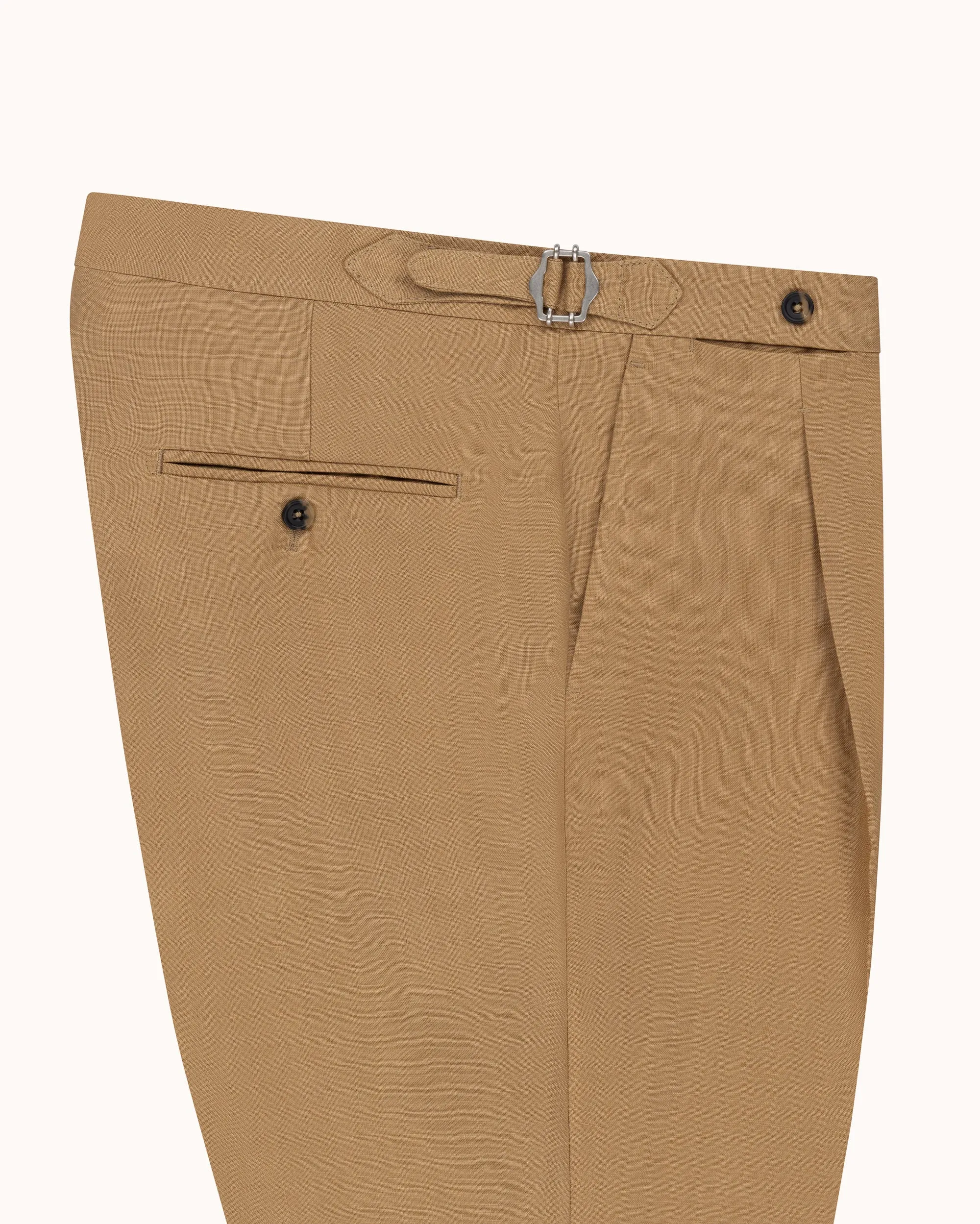 Classic Pleated Trouser - Tan Linen sold by Natalino product image thumbnail 3