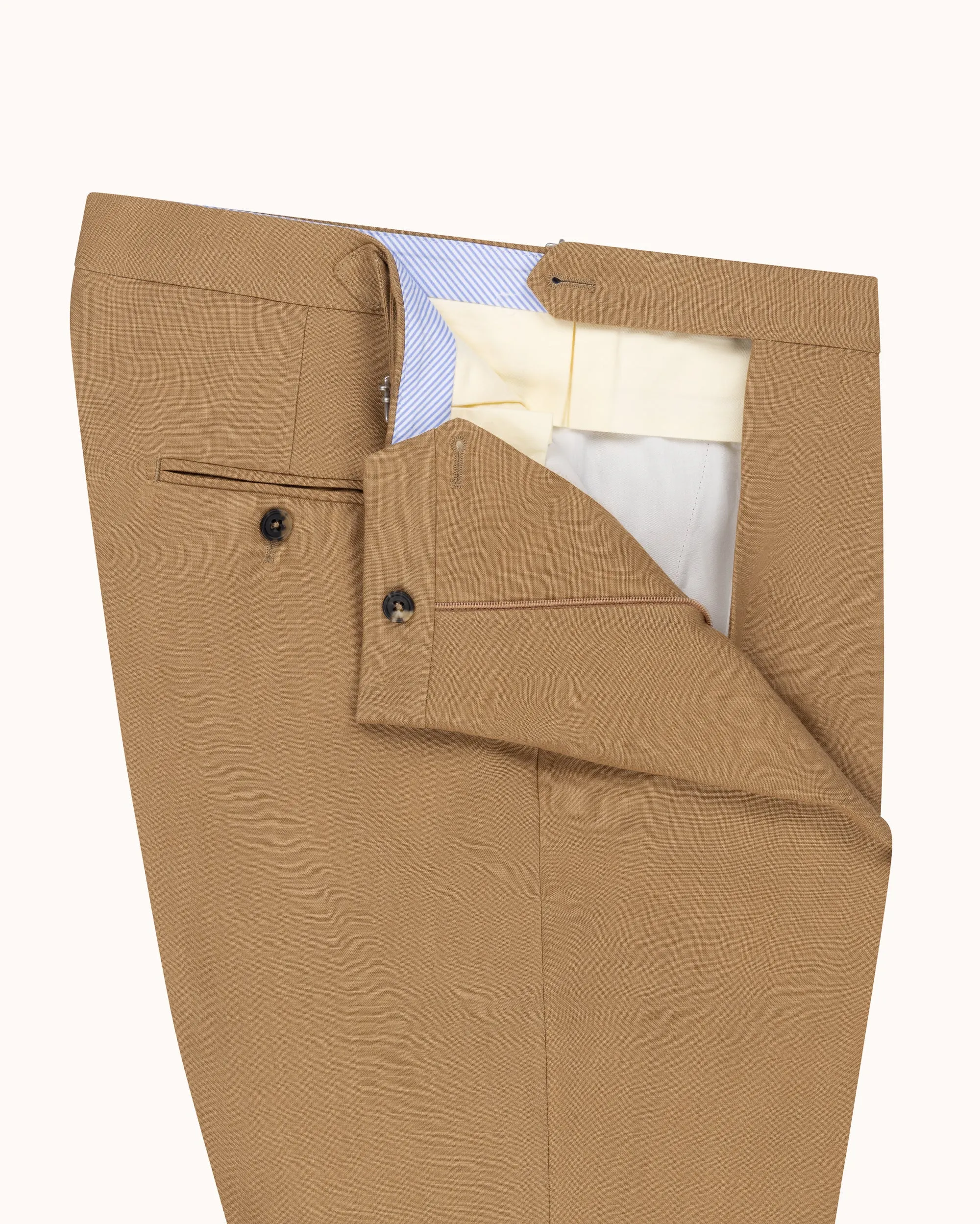 Classic Pleated Trouser - Tan Linen sold by Natalino product image thumbnail 2