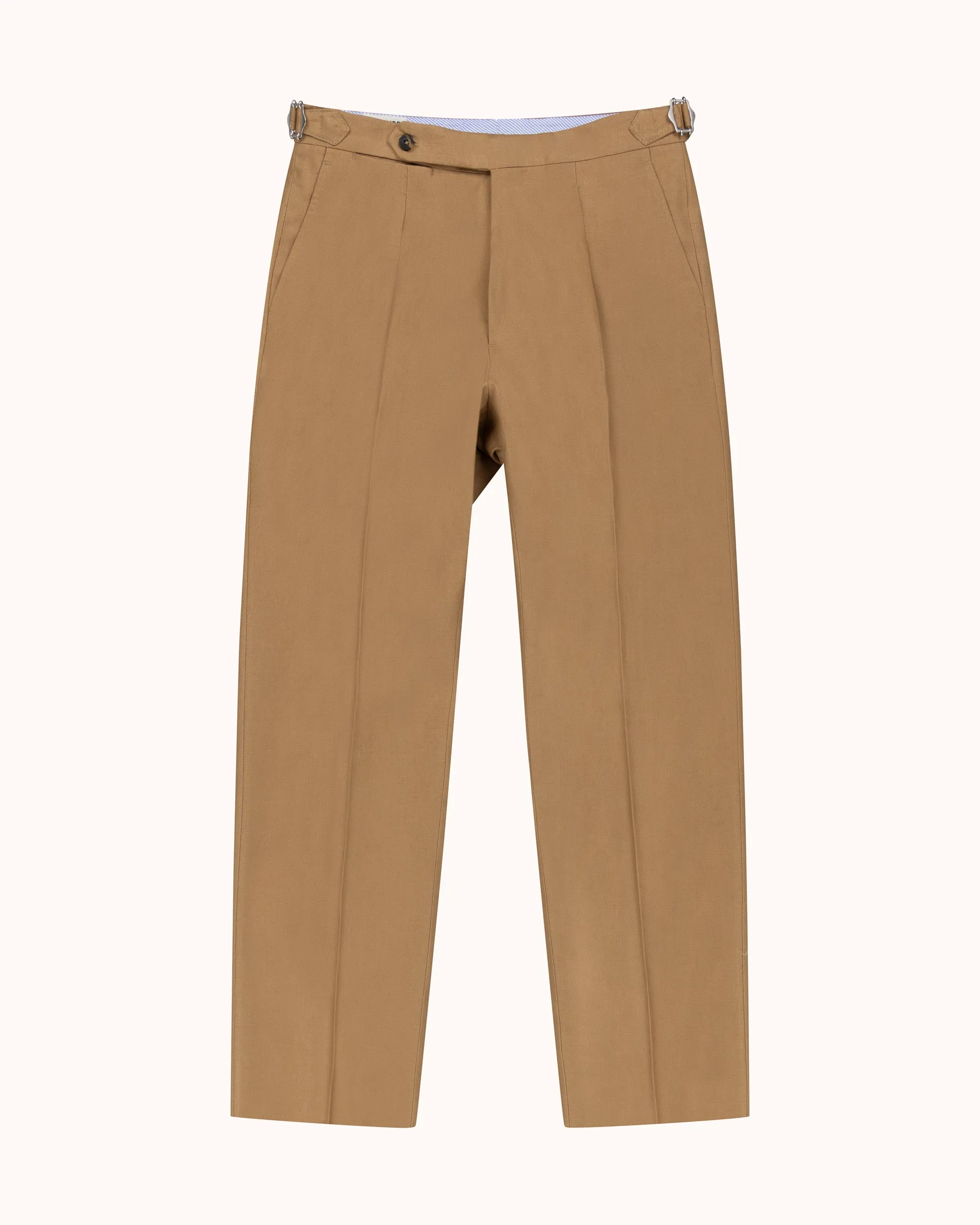 Classic Pleated Trouser - Tan Linen sold by Natalino product image thumbnail 4