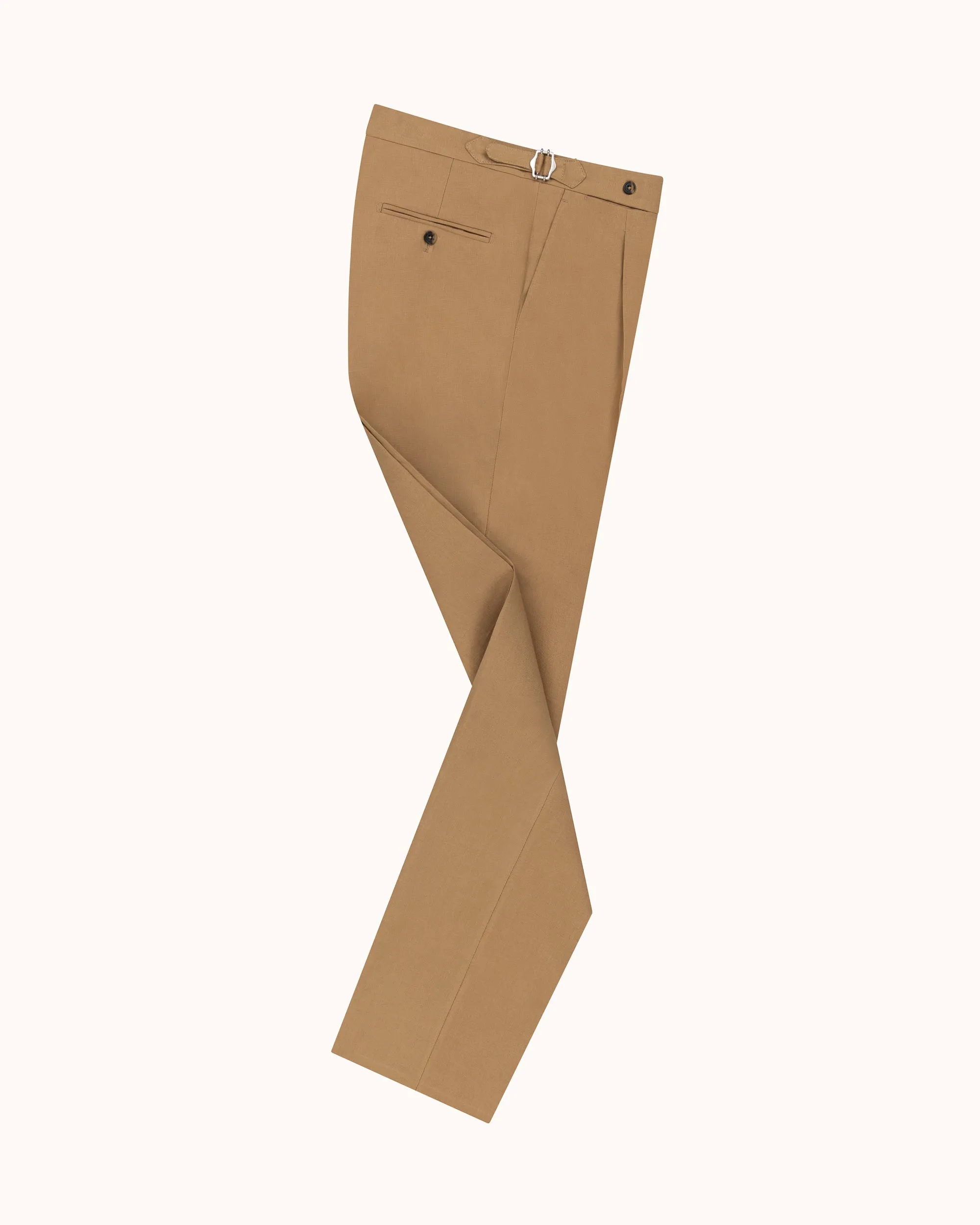 Classic Pleated Trouser - Tan Linen sold by Natalino