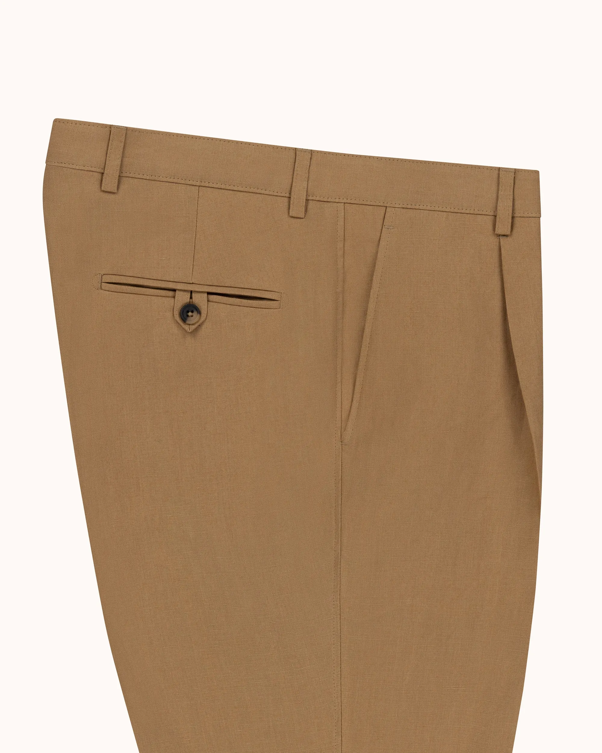 Casual Relaxed Pleated Trouser - Tan Linen sold by Natalino product image thumbnail 4