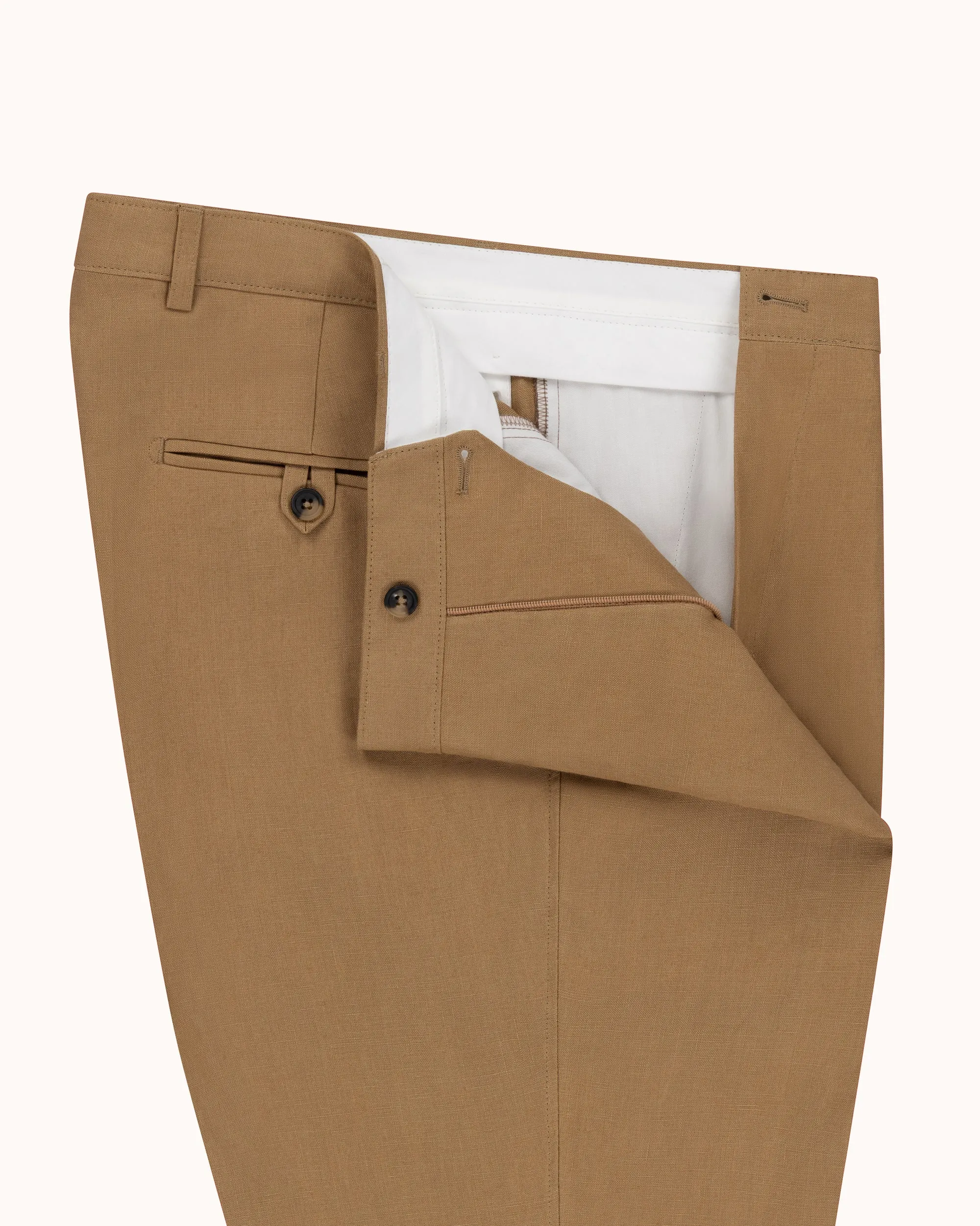 Casual Relaxed Pleated Trouser - Tan Linen sold by Natalino product image thumbnail 5