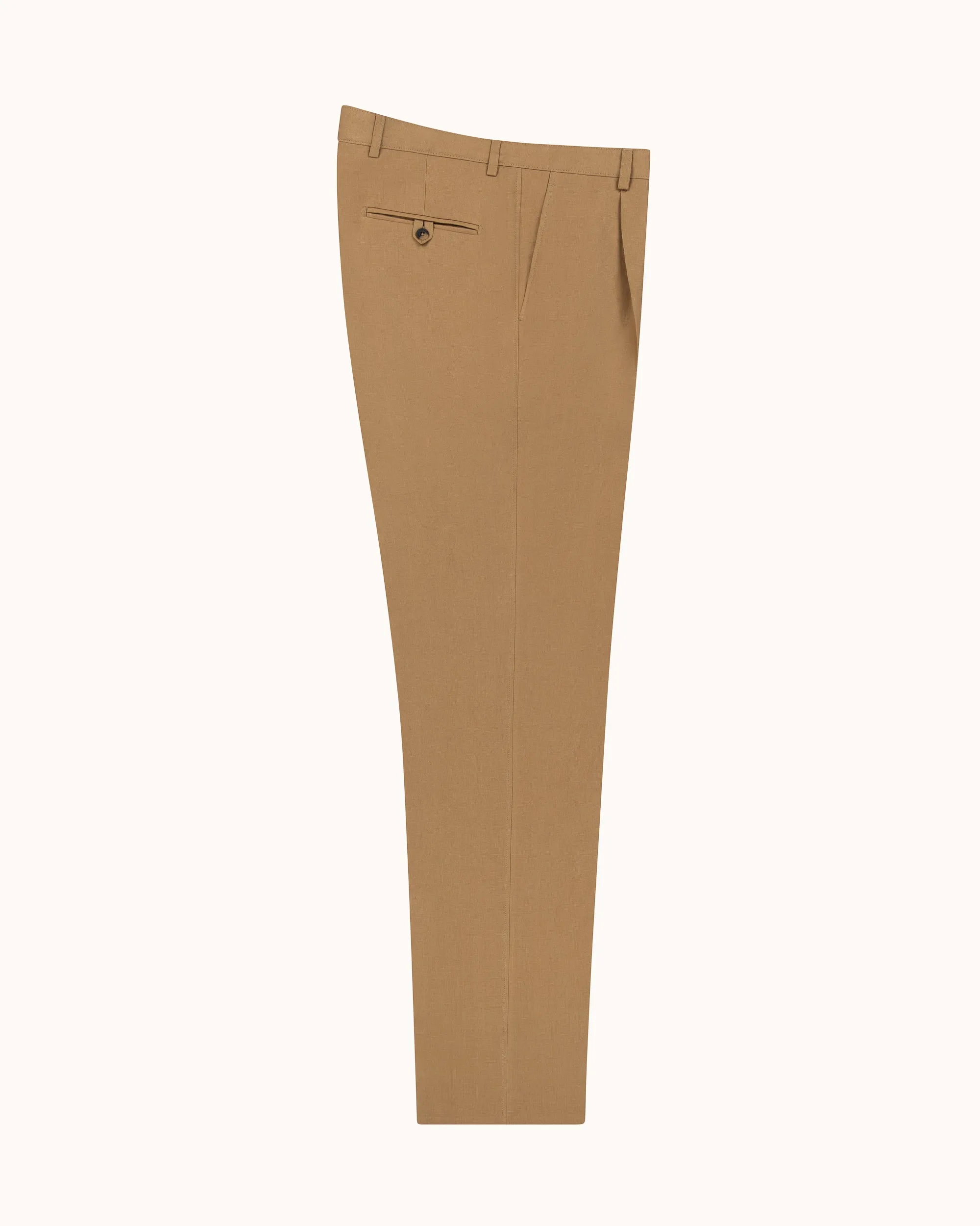 Casual Relaxed Pleated Trouser - Tan Linen sold by Natalino product image thumbnail 3