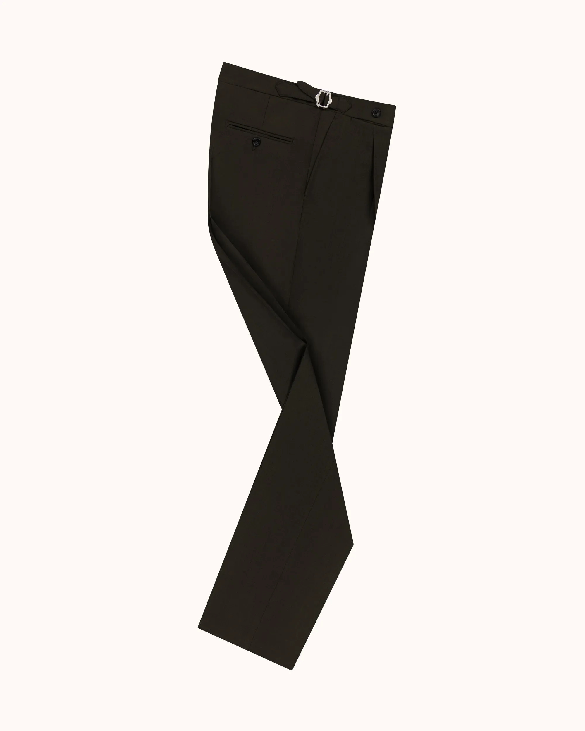 Relaxed Pleated Trouser - Dark Olive Tropical Wool sold by Natalino product image thumbnail 2