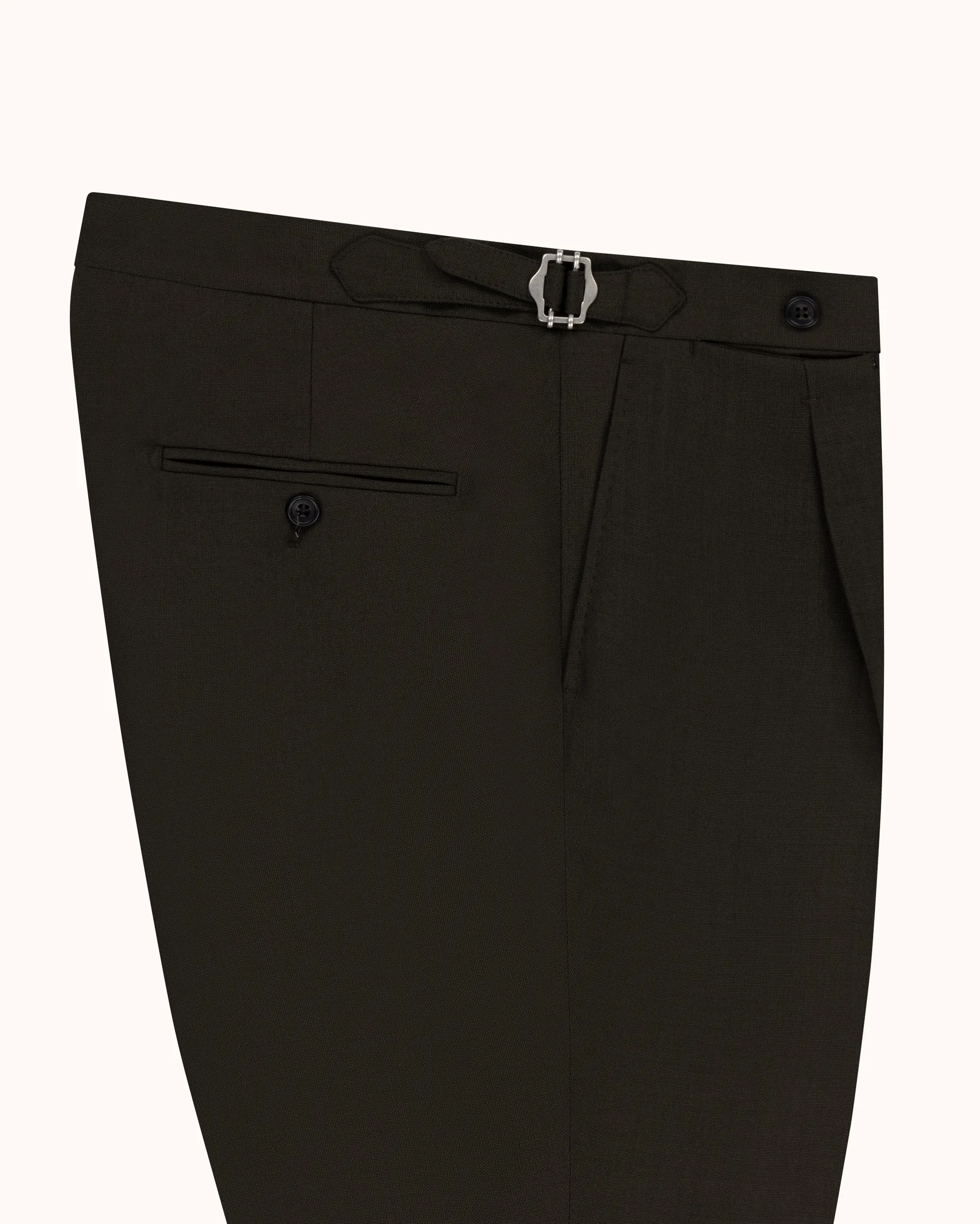 Relaxed Pleated Trouser - Dark Olive Tropical Wool sold by Natalino product image thumbnail 4