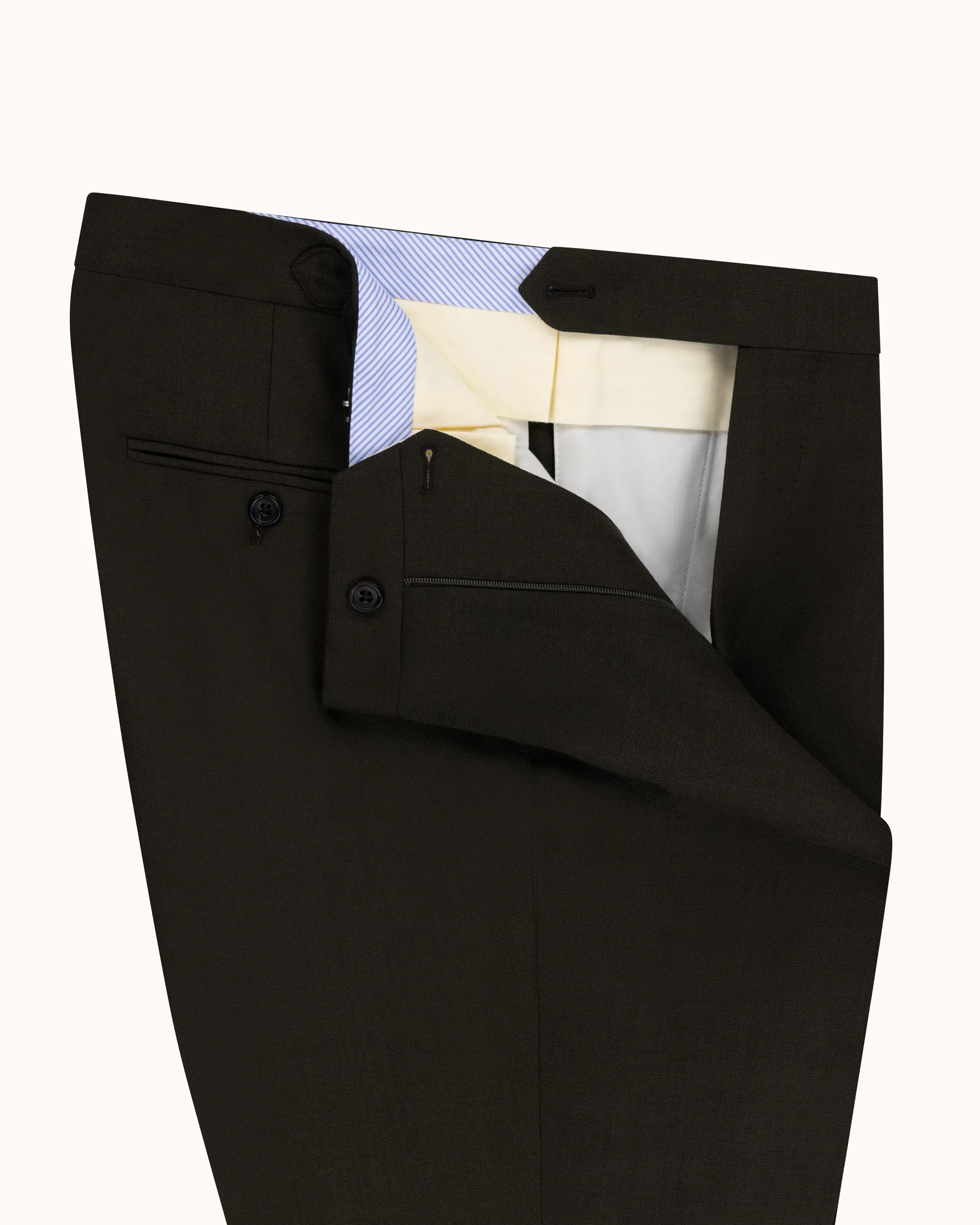 Relaxed Pleated Trouser - Dark Olive Tropical Wool sold by Natalino product image thumbnail 5