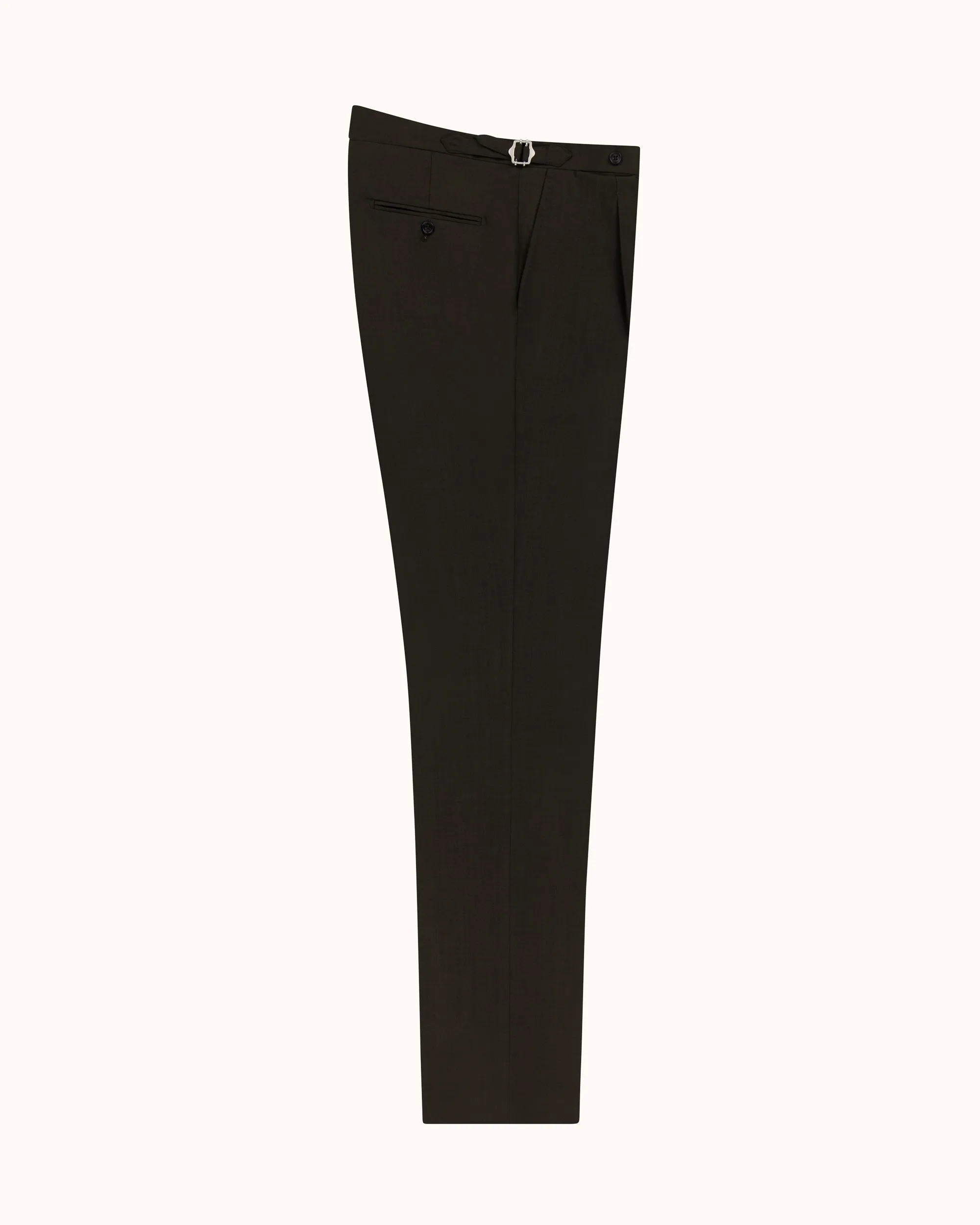 Relaxed Pleated Trouser - Dark Olive Tropical Wool sold by Natalino product image thumbnail 3