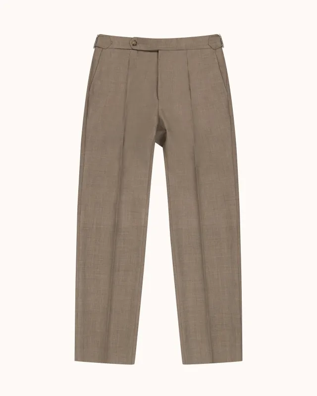 Relaxed Pleated Trouser - Sand Tropical Wool made by Natalino