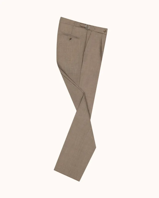 Classic Pleated Trouser - Sand Tropical Wool made by Natalino