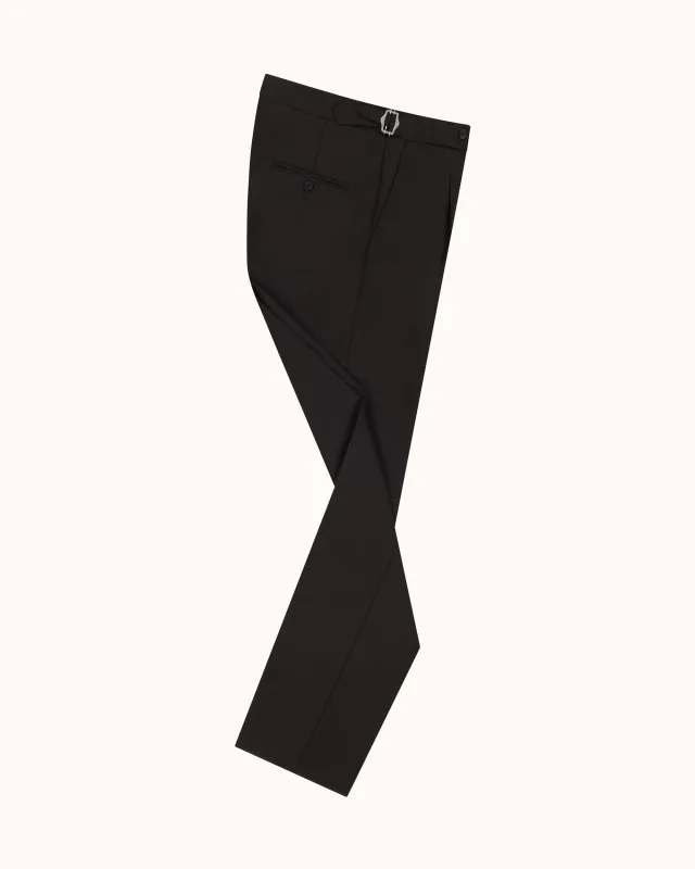 Classic Pleated Trouser - Dark Brown Tropical Wool made by Natalino