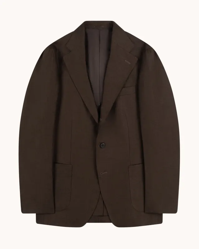 Sport Jacket - Dark Brown Linen made by Natalino