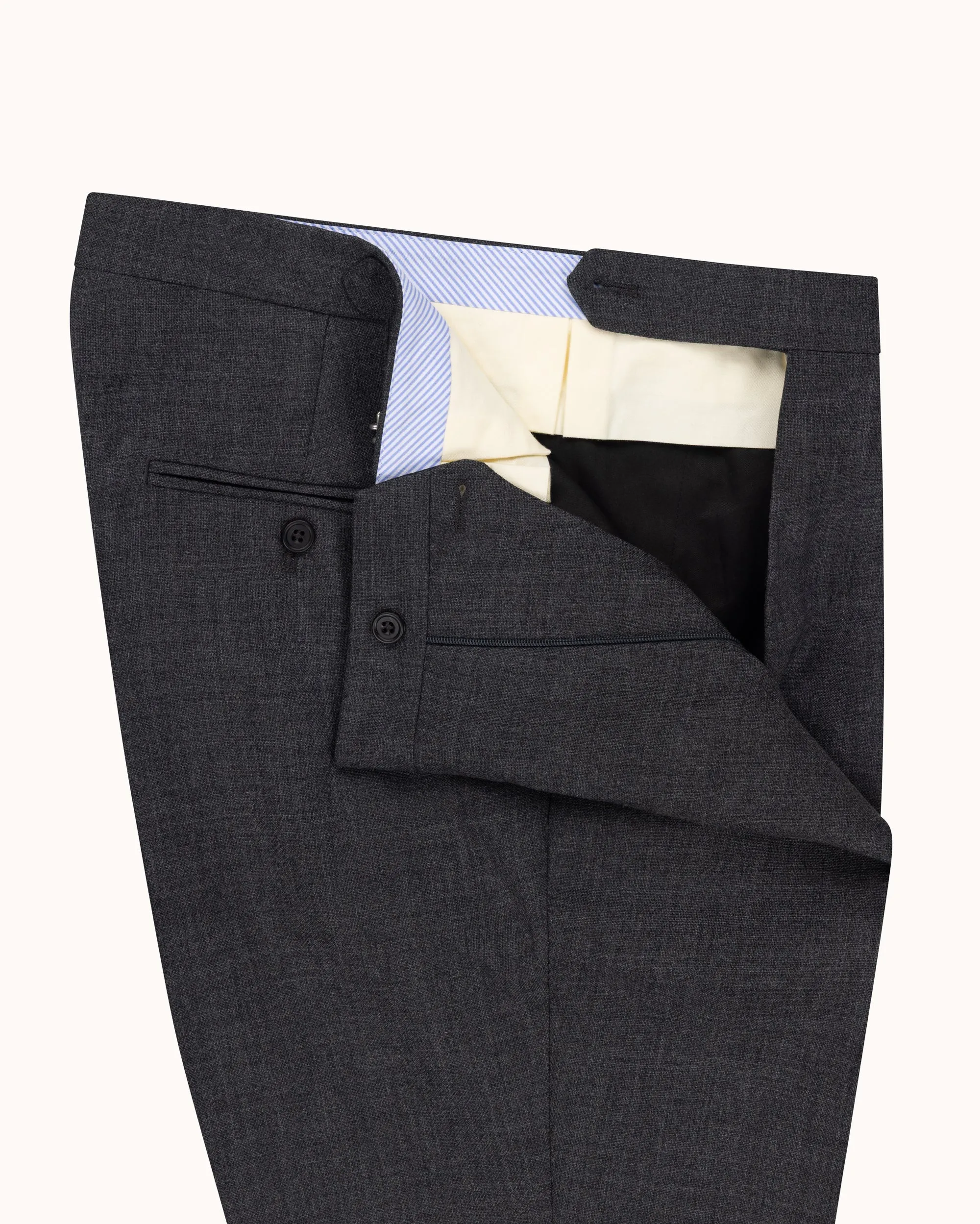 Classic Pleated Trouser - Charcoal Tropical Wool sold by Natalino product image thumbnail 3