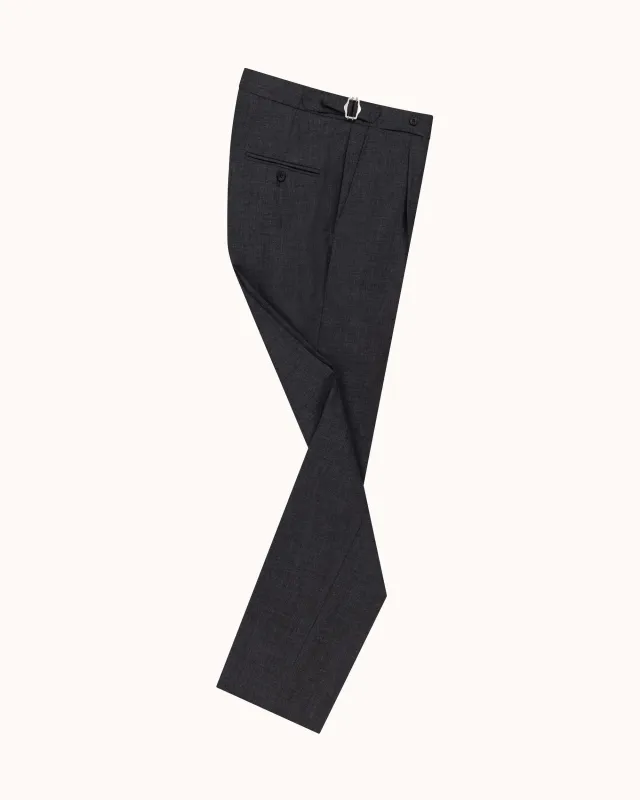 Classic Pleated Trouser - Charcoal Tropical Wool made by Natalino