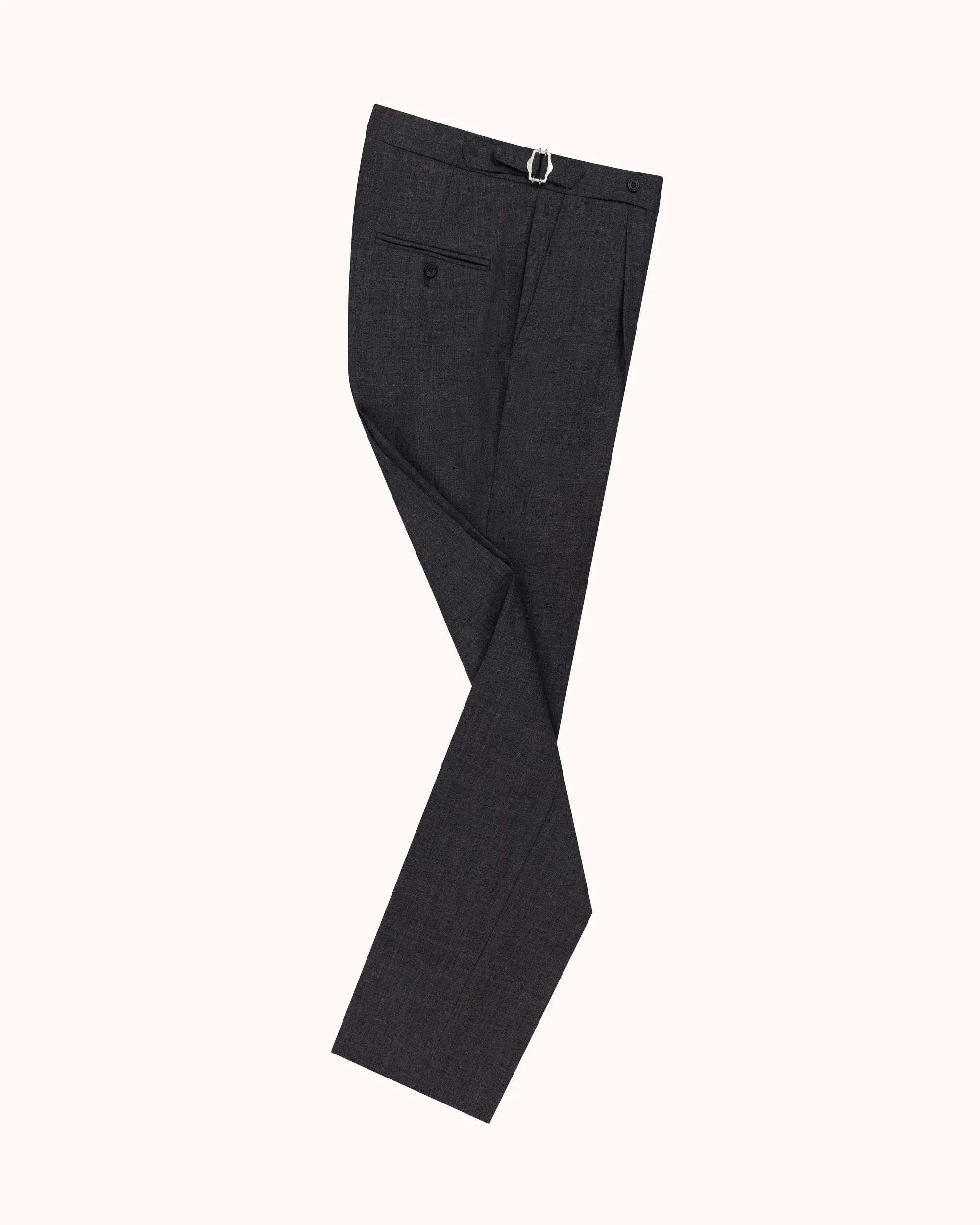 Classic Pleated Trouser - Charcoal Tropical Wool sold by Natalino