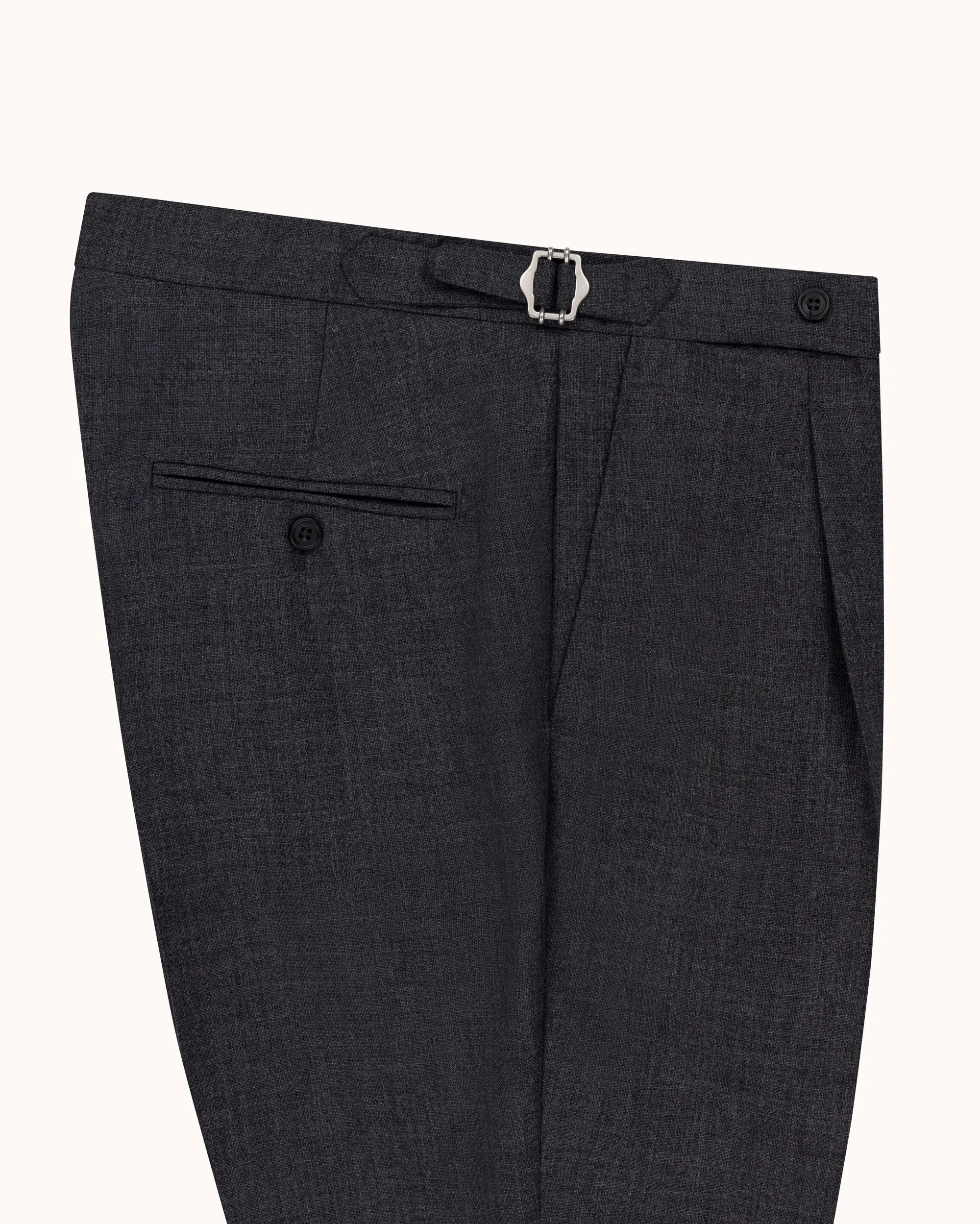 Classic Pleated Trouser - Charcoal Tropical Wool sold by Natalino product image thumbnail 2