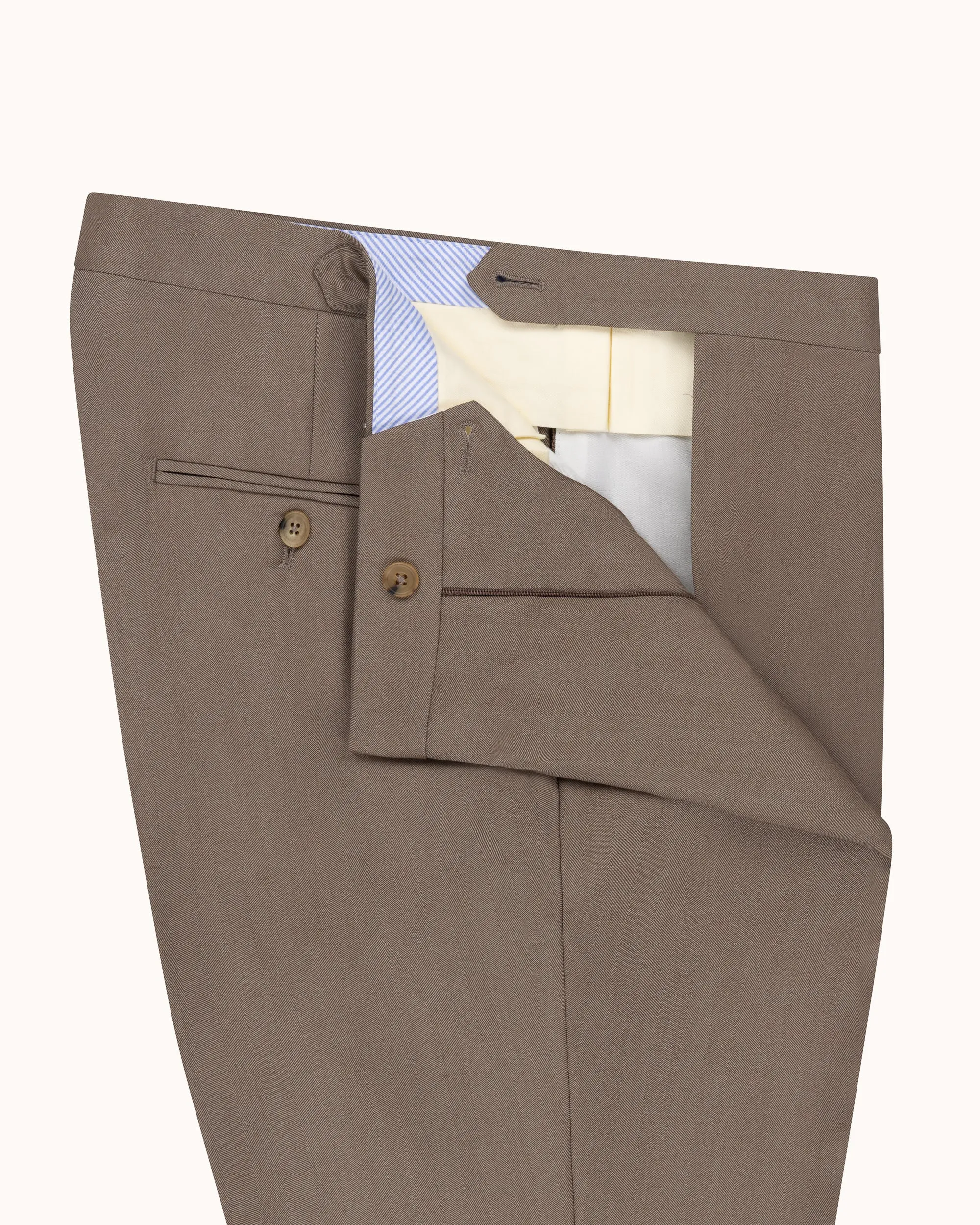 Classic Pleated Trouser - Mushroom Herringbone Wool sold by Natalino product image thumbnail 2