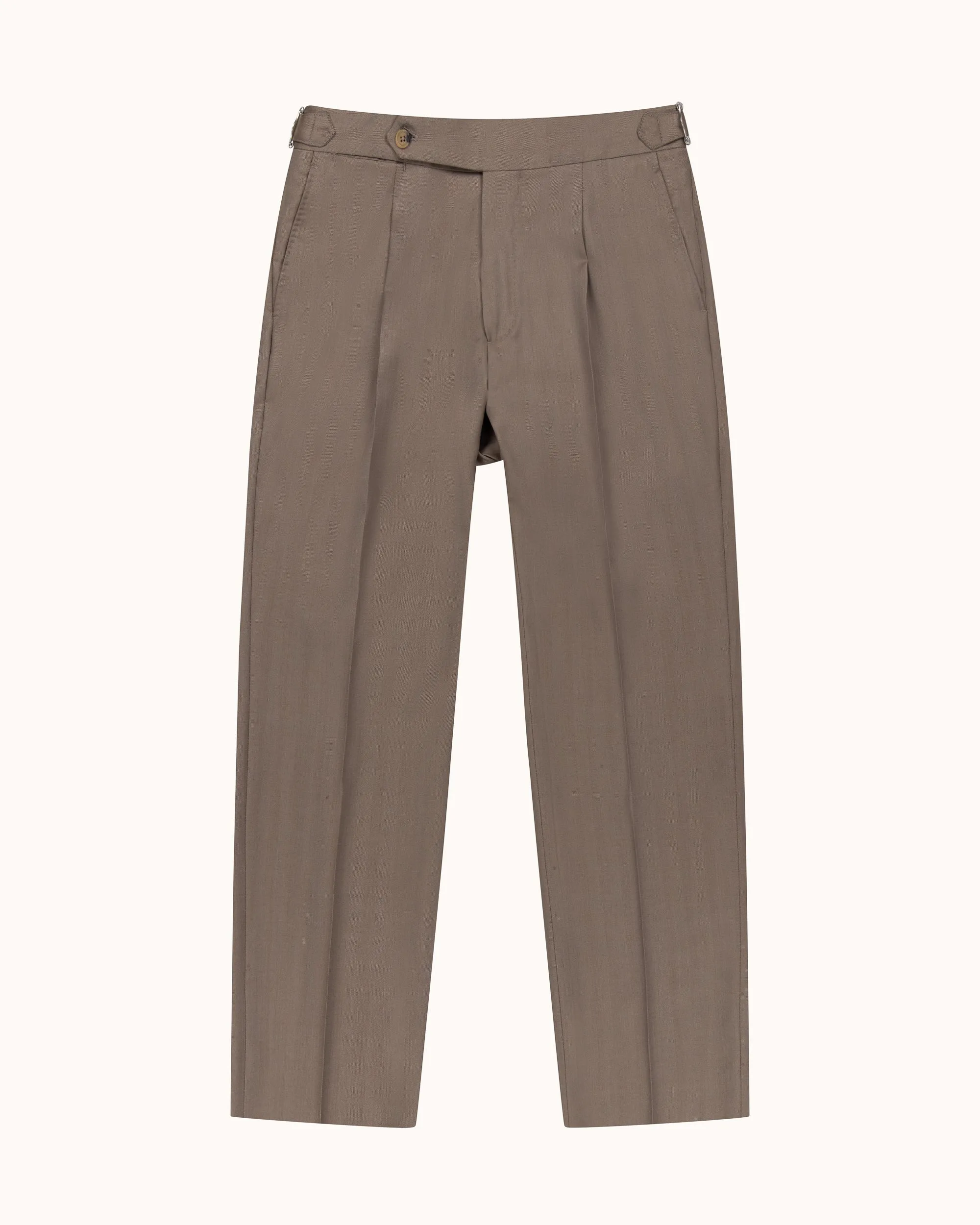 Classic Pleated Trouser - Mushroom Herringbone Wool sold by Natalino product image thumbnail 4