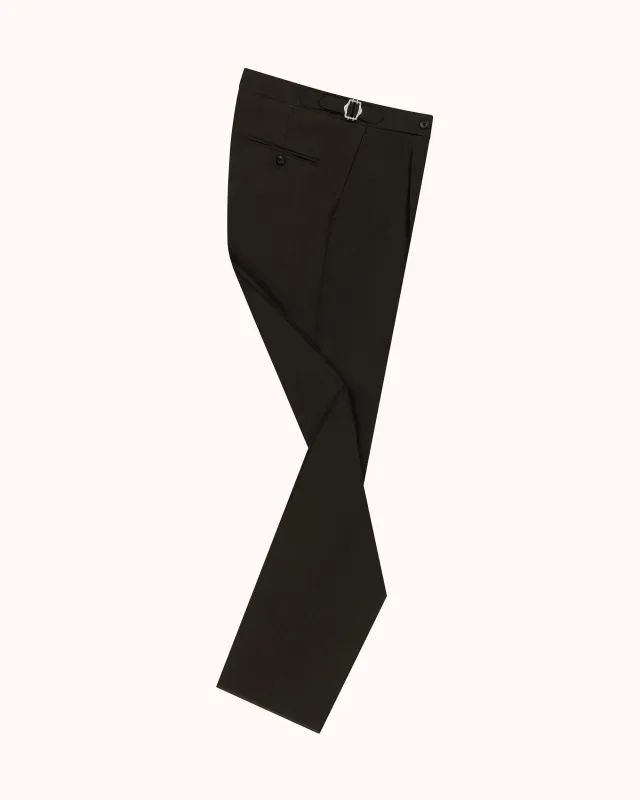 Classic Pleated Trouser - Dark Olive Tropical Wool made by Natalino