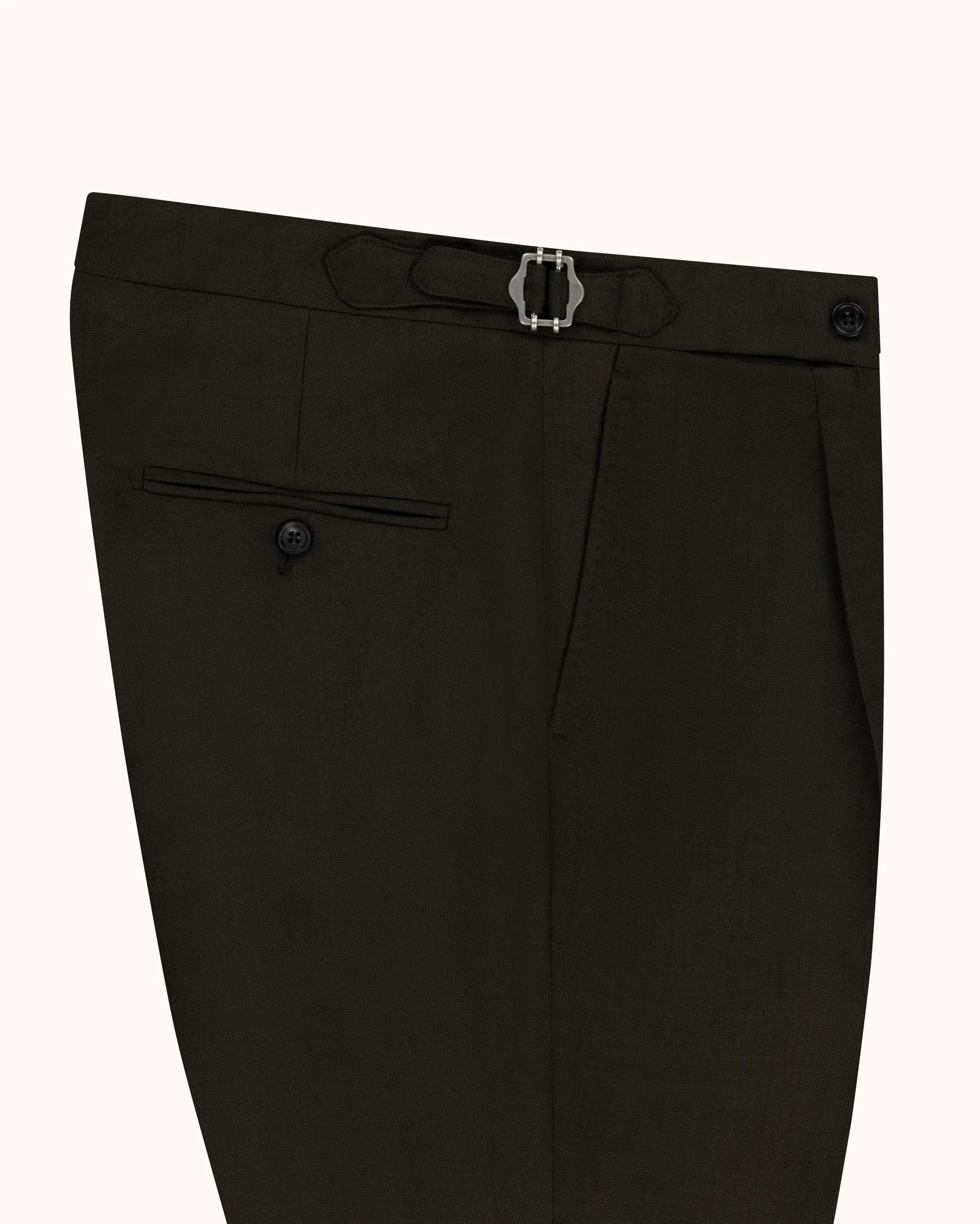 Classic Pleated Trouser - Dark Olive Tropical Wool sold by Natalino product image thumbnail 3