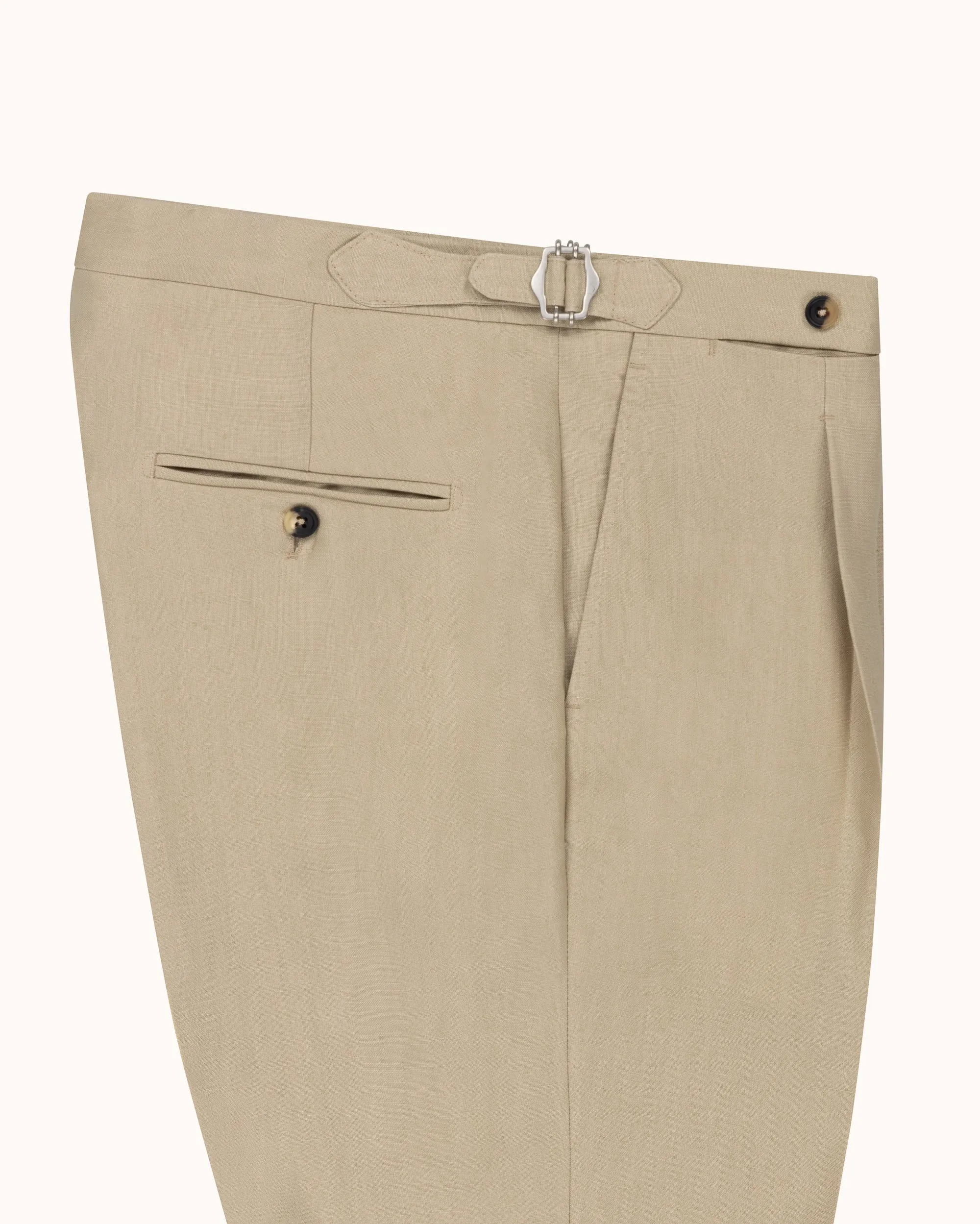 Classic Pleated Trouser - Sand Linen sold by Natalino product image thumbnail 2